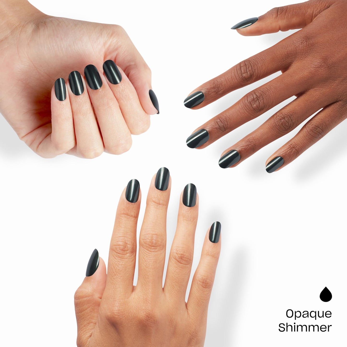 White Smoke OPI On Point Peppermint Bark and Bite | Short Round Dark Green Silver Shimmer Press On Nails | 24 Count with Nail Glue | Long Lasting, Reusable, Non-damaging | Fall 2025 Shades