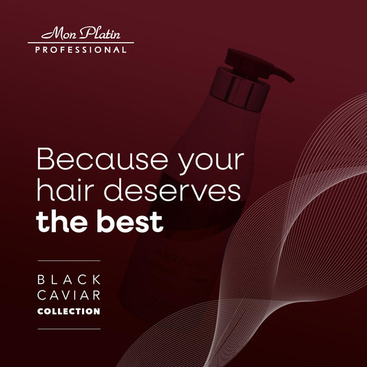 Black Mon Platin Total Repair Shampoo for Dry and Damaged Hair, Paraben-Free, Color Safe Shampoo for Enhanced Shine and Protection, Enriched with Black Caviar for Dry Colored Hair, 500ml
