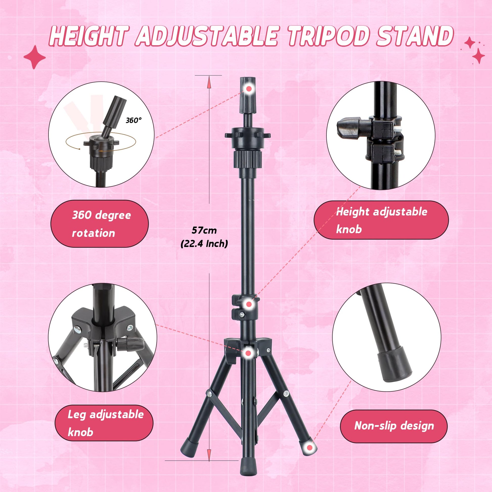 Misty Rose Mannequin Head 100% Real Human Hair Training Doll Head for Braiding Styling Cosmetology Practice with Clamp Stand (18 Inch)