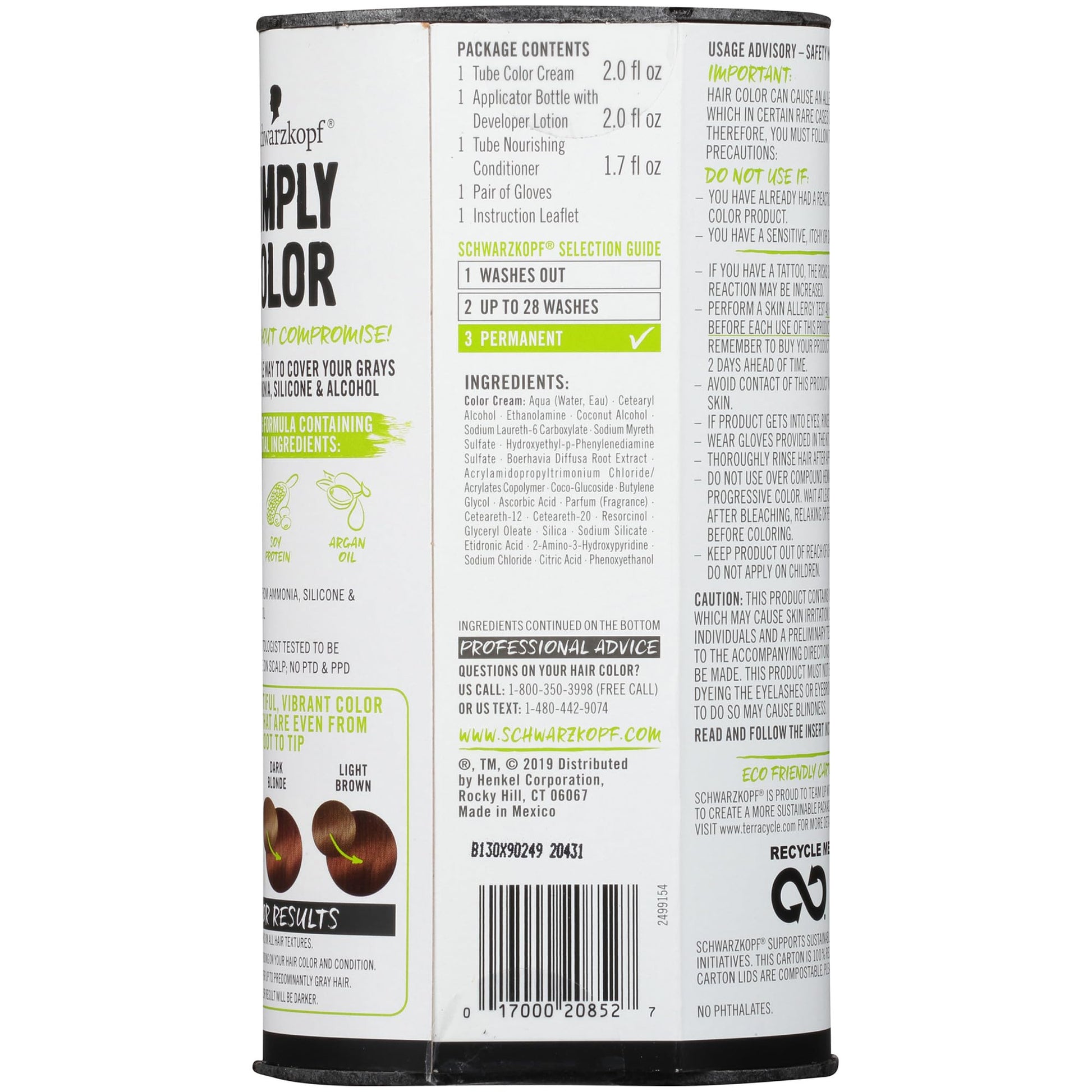 Lavender Schwarzkopf Simply Color Hair Color 6.68 Hazelnut Brown, 1 Application - Permanent Hair Dye for Healthy Looking Hair without Ammonia or Silicone, Dermatologist Tested, No PPD & PTD