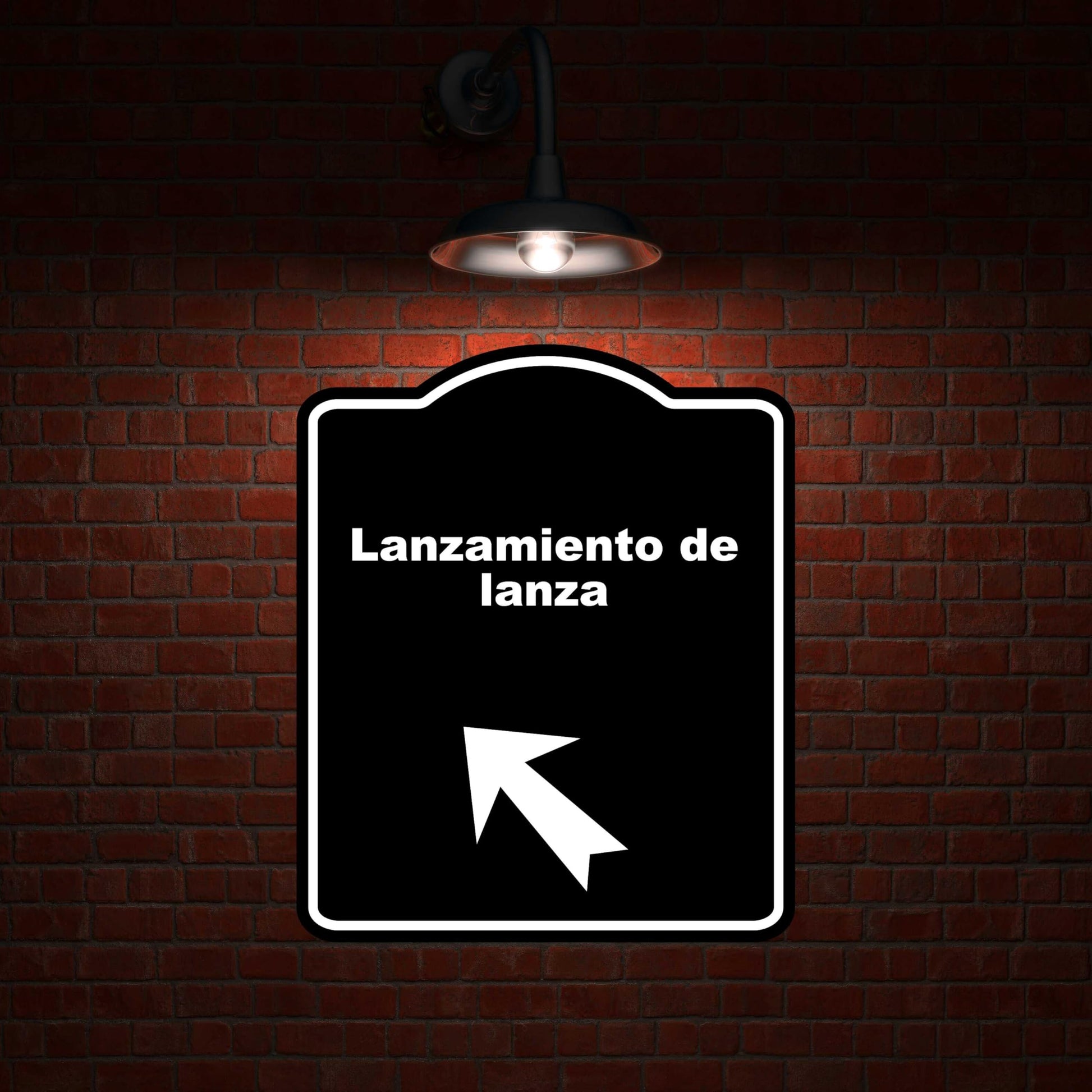 Black Lanzamiento de lanza Spanish Black Sign Arrow Up Left Aluminum Composite Sign 20 x 24 inches