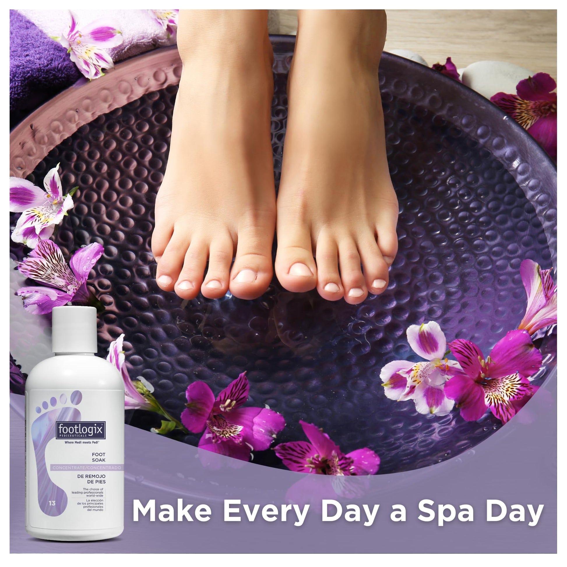 Light Slate Gray FOOTLOGIX Foot Soak Concentrate, 8.45 oz - Gentle Cleansing, Foot Bath Soak, Soften Dry Feet and Calluses