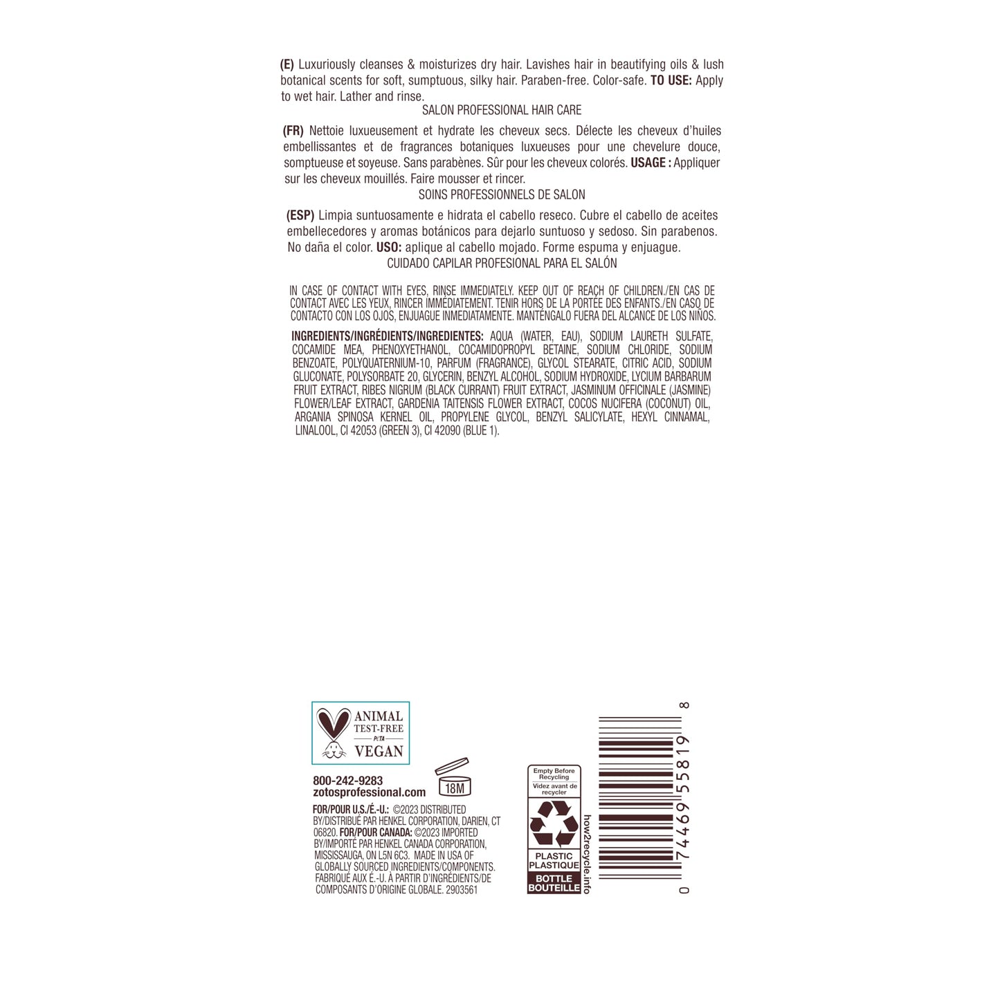 White Smoke Bain de Terre Jasmine Moisturizing Shampoo, Luxurious Hydration for Dry Hair with Argan & Monoi Oils, Paraben-Free, Color-Safe, Vegan, 13.5 Fl Oz