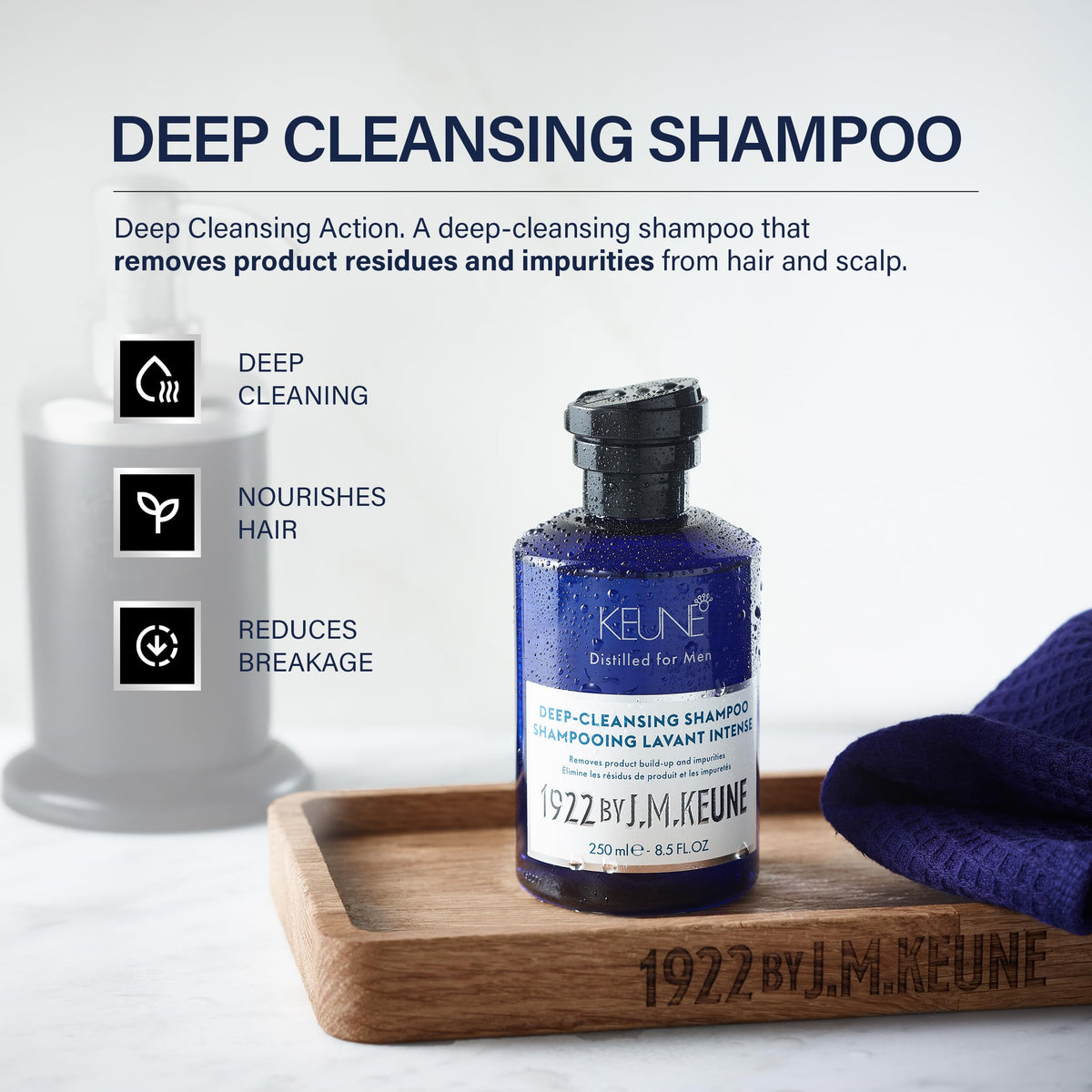 White Smoke 1922 by J.M. Keune Deep Cleansing Shampoo, Clarifying & Strengthening Cleanser for Men, 8.5 Fl Oz