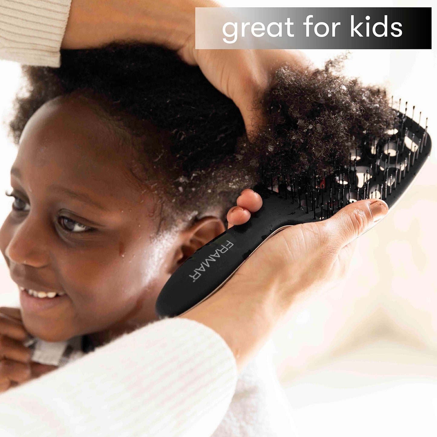 White Smoke FRAMAR Professional Vented Hair Brush – Curved Hair Brush For Blow Drying, Wet Paddle Brush For Hair, Vent Brush For Blow Drying, Wet Hairbrush For Women – Heat Resistant - Black