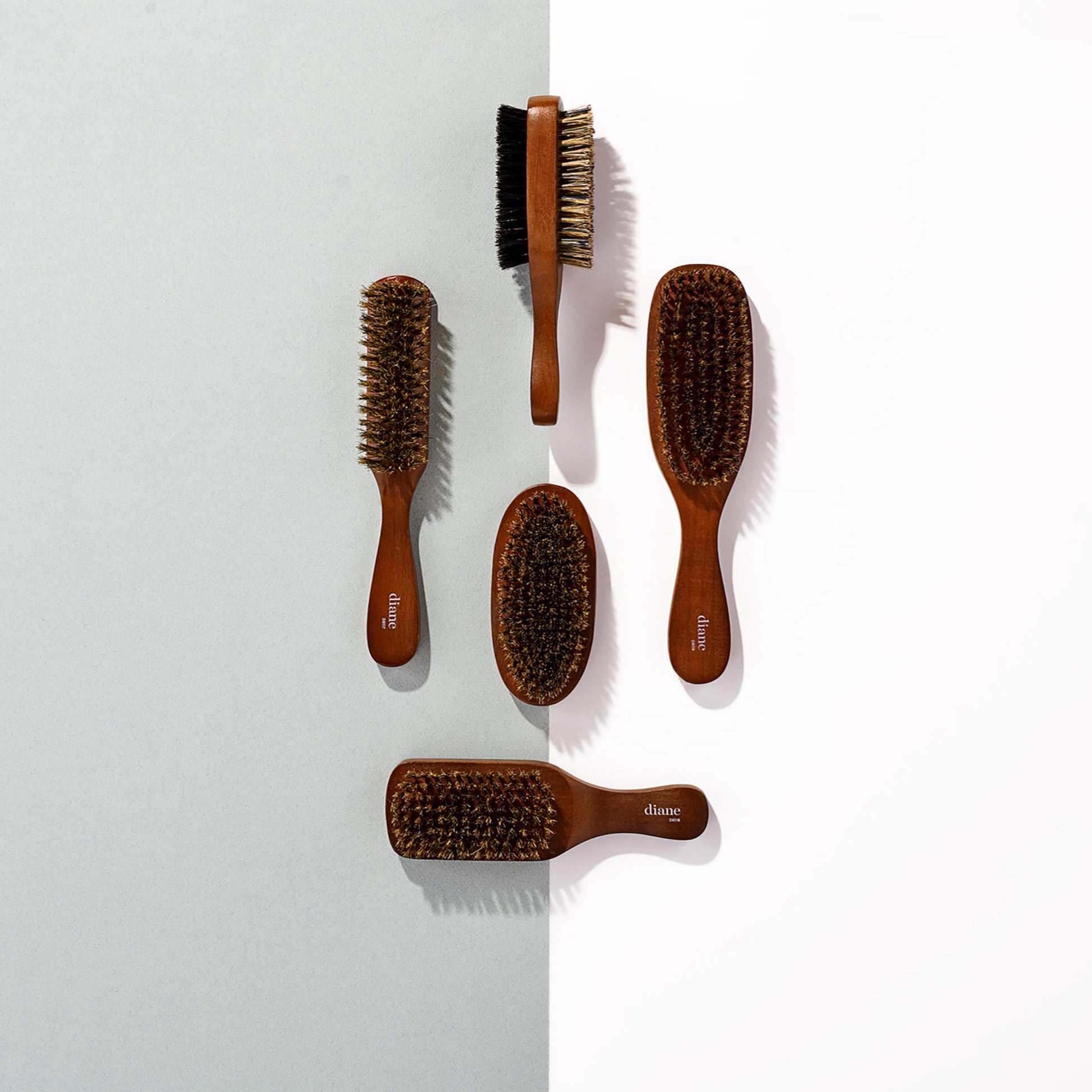 Light Gray Diane Premium 100% Boar Bristle 2-Sided Club Brush for Men, Medium Firm Bristles for Thick, Curly or Coarse Hair, Mens Brush for Detangling, Smoothing, Wave Styles, Soft on Scalp, Restores Shine
