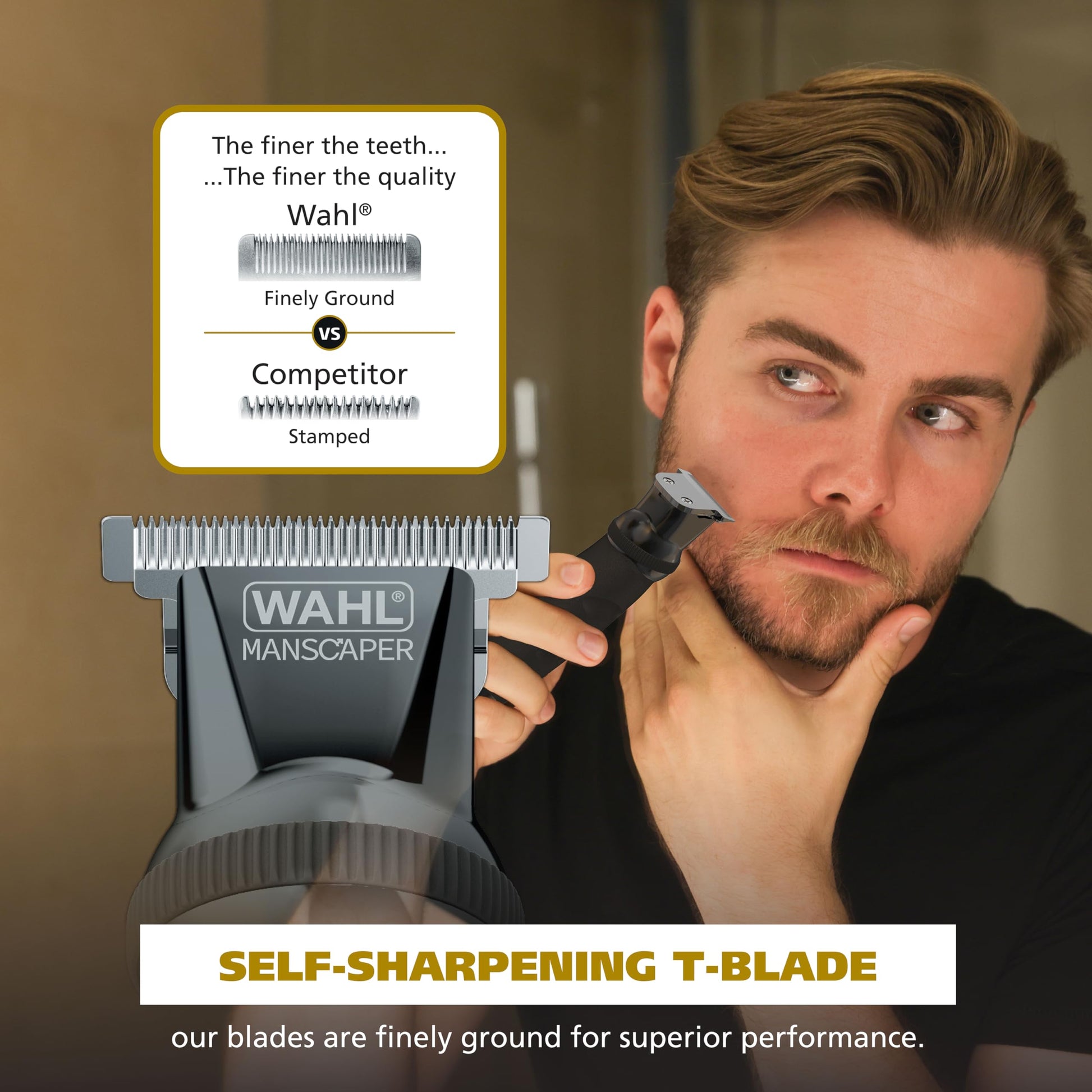 Black Wahl Manscaper® Reach 360 Ratchet Head Cordless Body and Beard Trimmer for Men with No-Slip Grip for Precise Control During Face, Body, and Manscape Grooming – Model 3025951