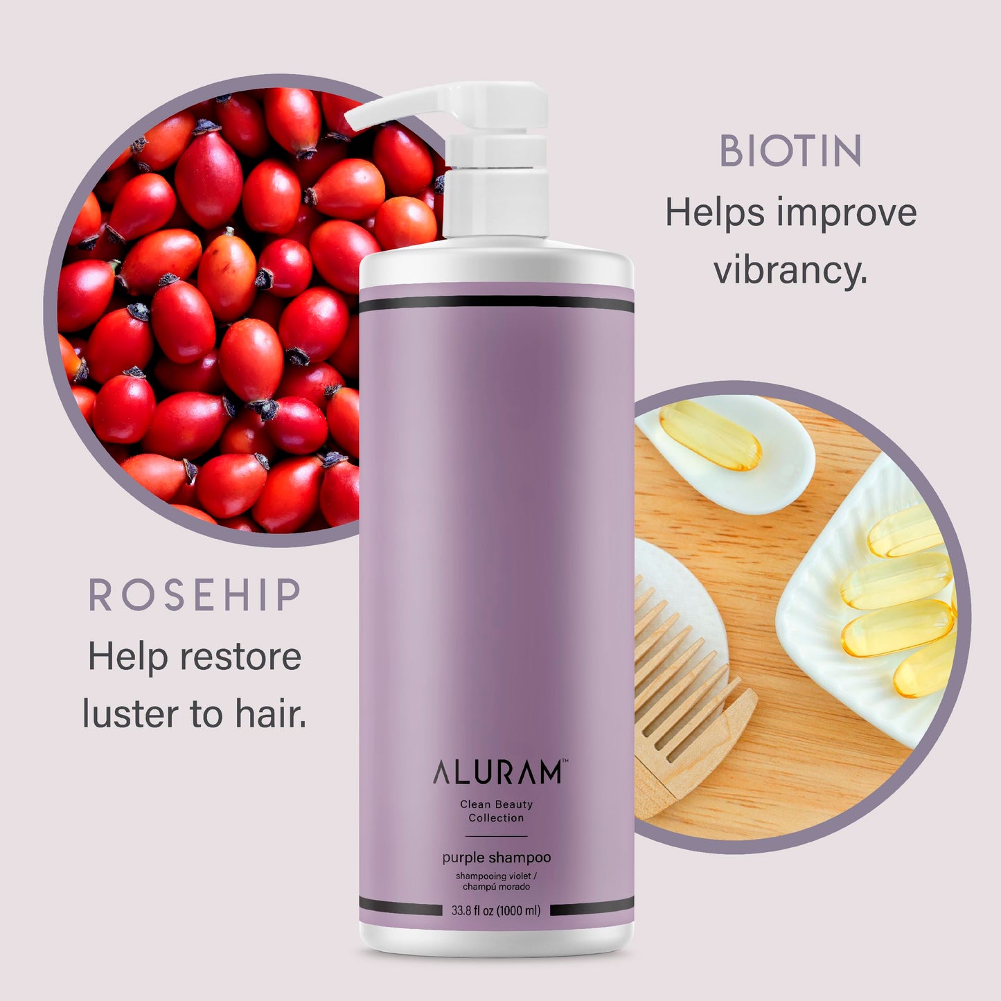 Lavender ALURAM Coconut Water Purple Shampoo for Women, Boosts Brightness, Banishes Brass, for All Hair Types, 33.8 Fl Oz