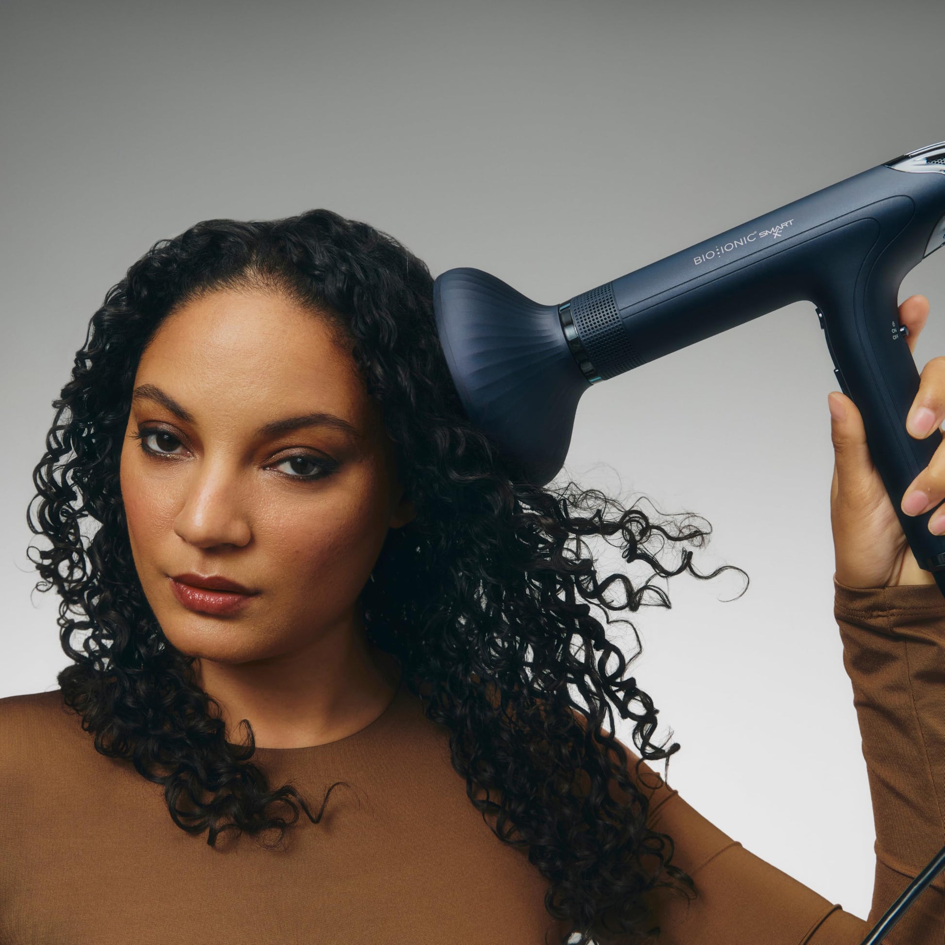 Light Slate Gray Bio Ionic SMART-X Hair Dryer with Diffuser, High-Efficiency Blow Dryer with 3 Heat & 3 Speed Settings, Gently Dries, Defines & Reduces Frizz, Self-Cleaning Function, Alpine White