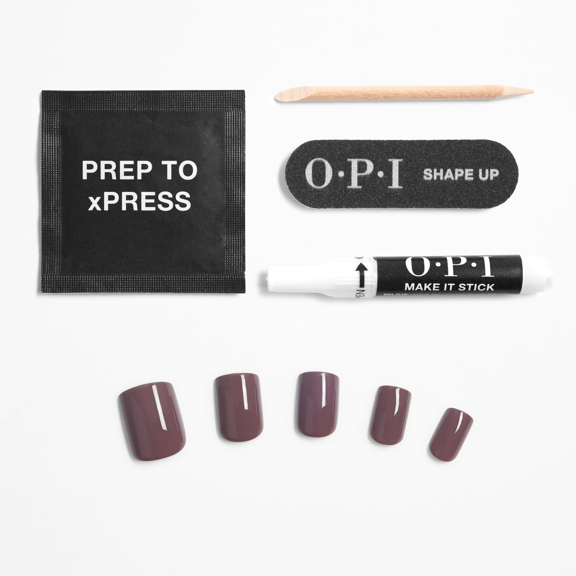 White Smoke OPI On Point You Don't Know Jacques! | Short Squoval Dark Warm Taupe Brown Press On Nails | 30 Count with Nail Glue | Long Lasting, Reusable, Non-damaging