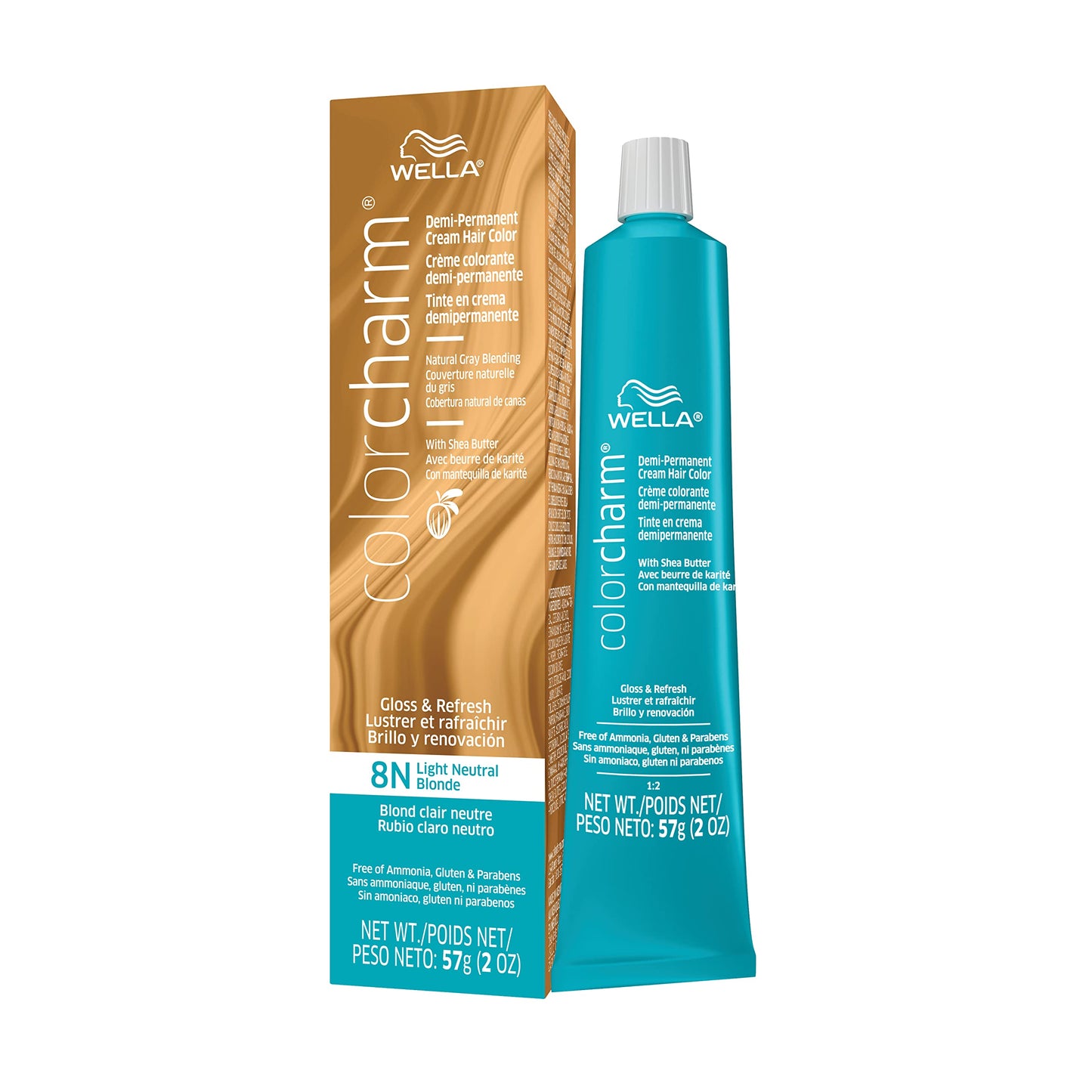 White Smoke WELLA colorcharm Demi Permanent Hair Color, Adds Gloss & Color Richness, Gray Coverage, 8N Light Neutral Blonde + 10 Vol. Developer