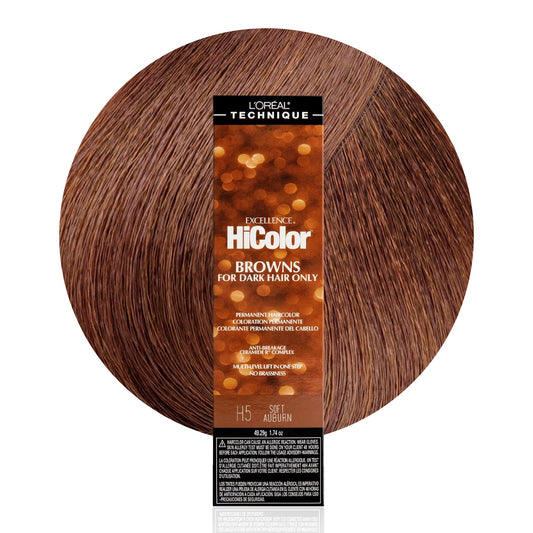 White Smoke L'Oréal Technique HiColor Browns & Blondes Permanent Hair Color - Lifts Dark Hair in One Step, No Brassiness, Rich, Smooth Creme Formula, Intense, Long-Lasting Color, Hicolor Soft Auburn