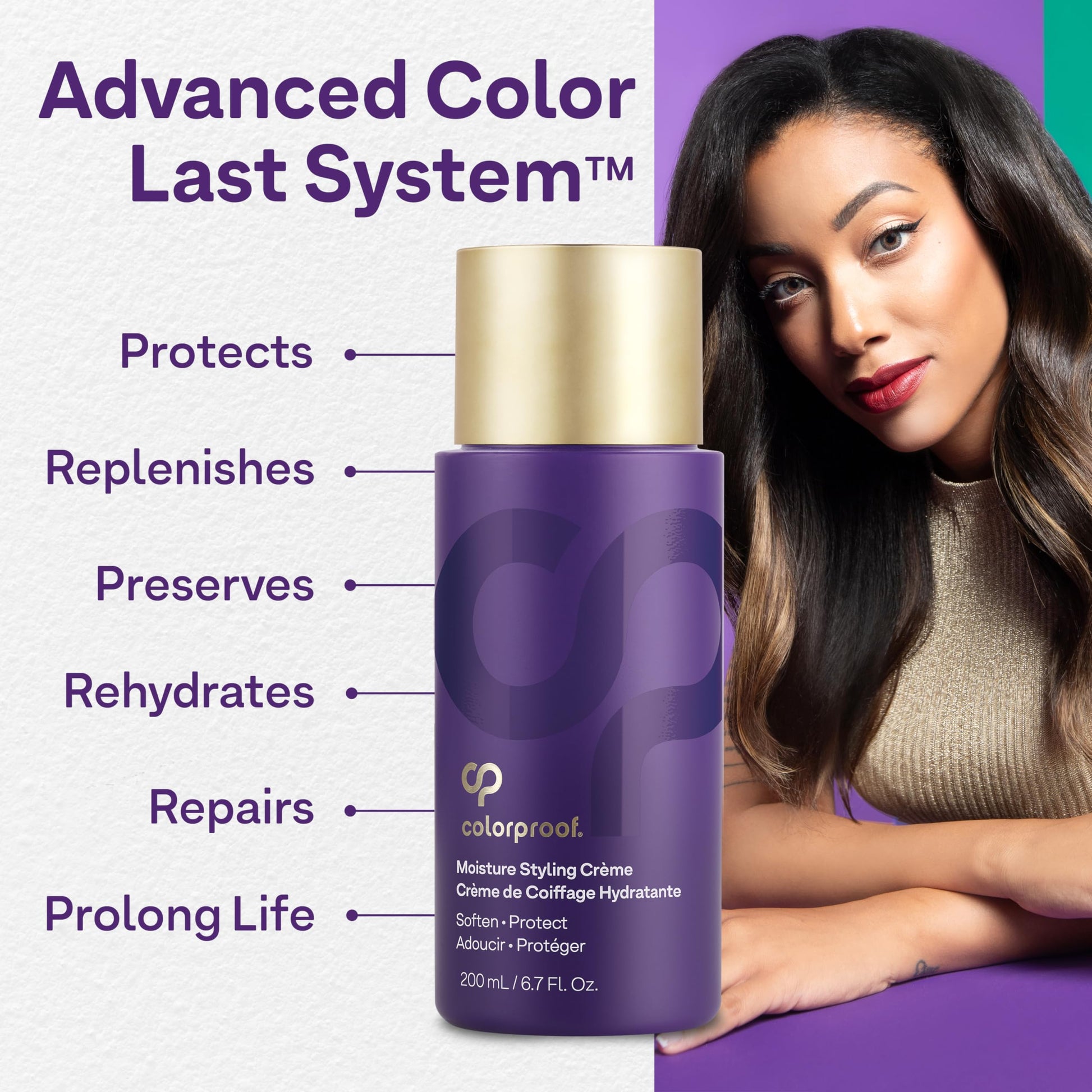 White Smoke Colorproof Moisture Styling Crème 6.7FL. Oz. Leave-In Moisturizing Heat and Color Protection Cream for Smooth & Soft Finish, Gingered Amber Scent