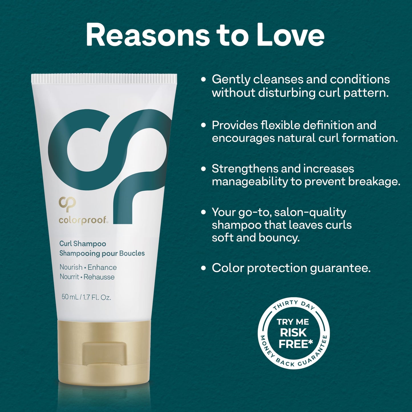 Dark Slate Gray Colorproof Curl Shampoo for Women Curly Hair Shampoo that Nourishes, Defines and Leaves Curls Soft Smooth, White Tea Scent