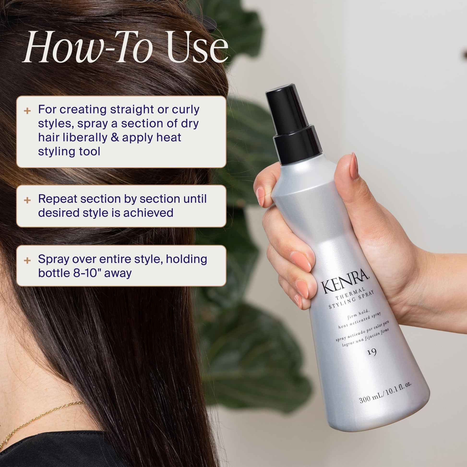 Light Gray Kenra Professional Thermal Styling Spray 19 | Heat Protection | Firm Hold Heat-Activated | Tames Frizz, Flyaways & Adds Shine | All Hair Types | 10 fl. Oz
