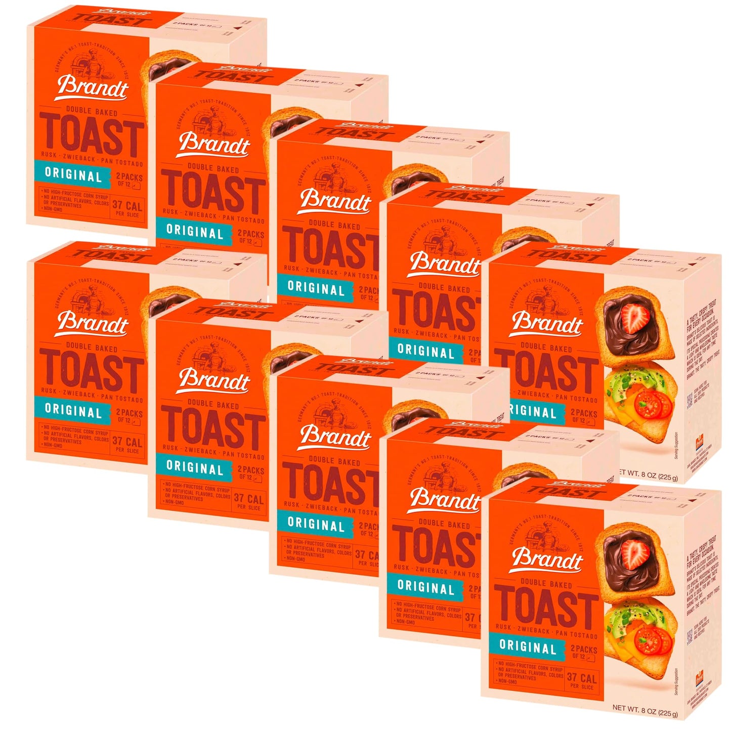 White Smoke Brandt Zwieback Rusk | Sweetened Crispy Bread | Perfect for Teething Children | Enjoy With Sweet or Savory toppings | 8 oz each [Pack of 10]