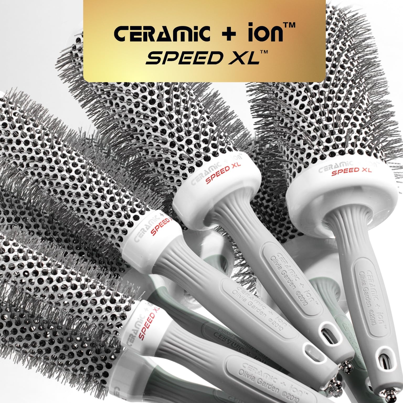 Light Slate Gray Olivia Garden Ceramic + Ion Speed XL - Extra-Long Round Thermal Hair Brush - Not Electrical - Professional Blowout Brush for Normal to Thick Hair - 1 3/8"- Diameter Barrel - CIXL-35