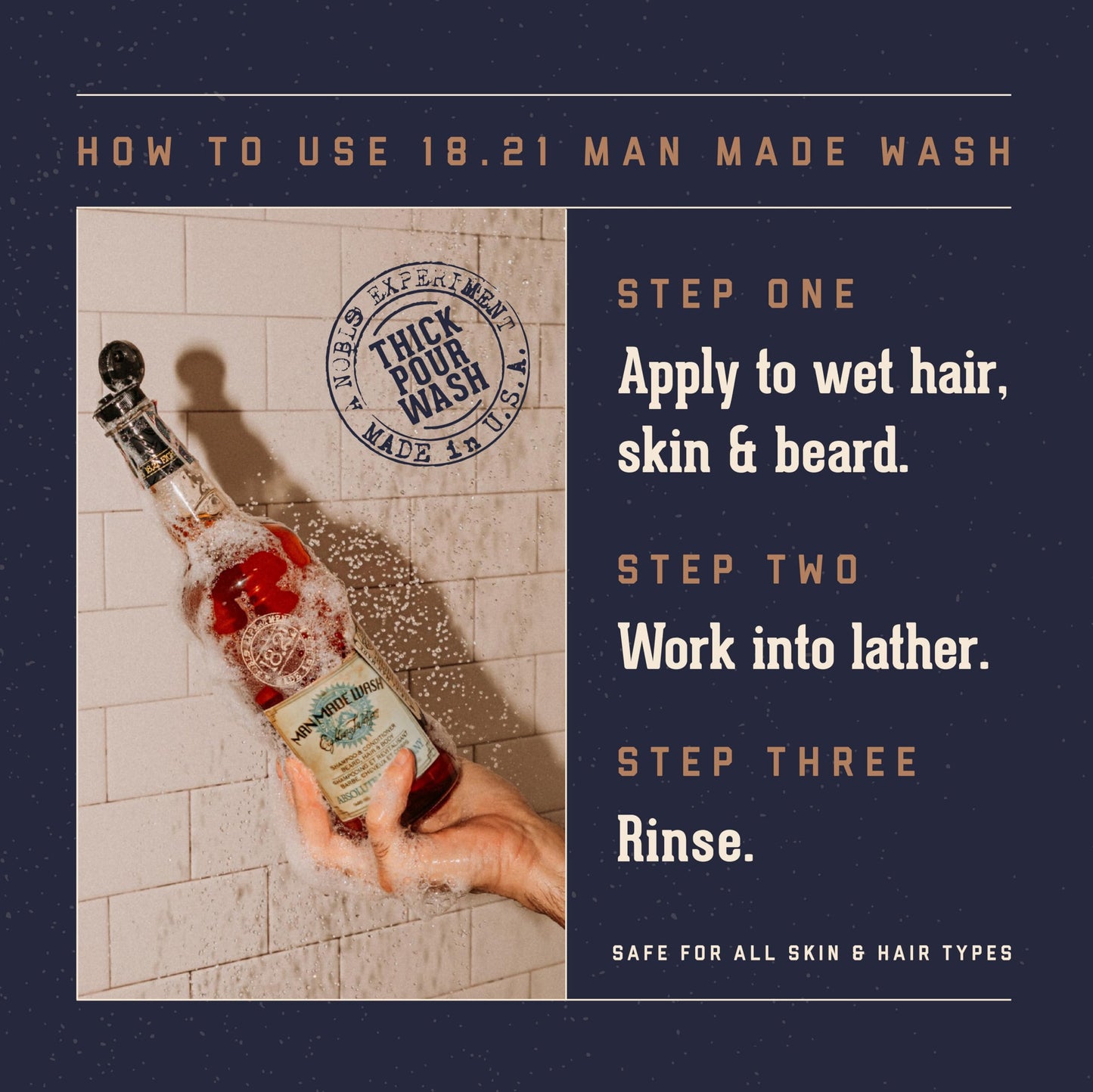 Dark Slate Gray 18.21 Man Made Original Absolute Mahogany 3-in-1 Body Wash, Shampoo, & Conditioner for Men, All Hair & Skin Types, Strengthens and Moisturizes in a Manly Aroma, 18oz