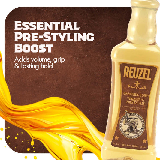 Saddle Brown Reuzel Grooming Hair Tonic, Volume And Texture, 16.9 oz