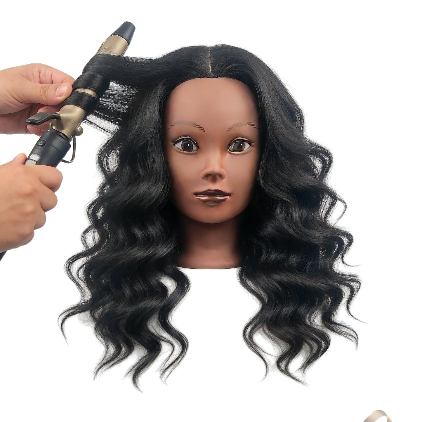 White Smoke Czrleaty Yaki Hair Mannequin Head for Braiding, Black Mannequin Head with Hair - 21" Training Doll Head for Kids Hair Styling or Braiding Practice