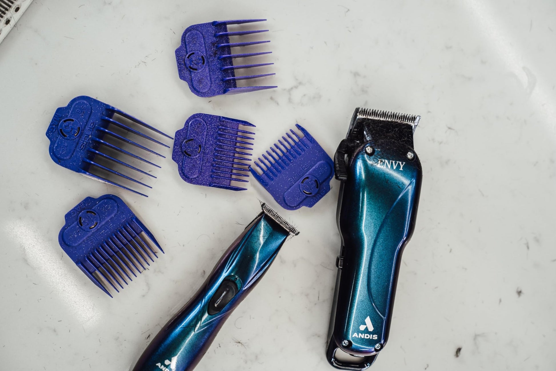 Gray Andis 560980 Limited Edition Galaxy Envy Li Cordless Clipper & Slimline Pro Cordless Beard Trimmer Combo Hair Cutting Kit