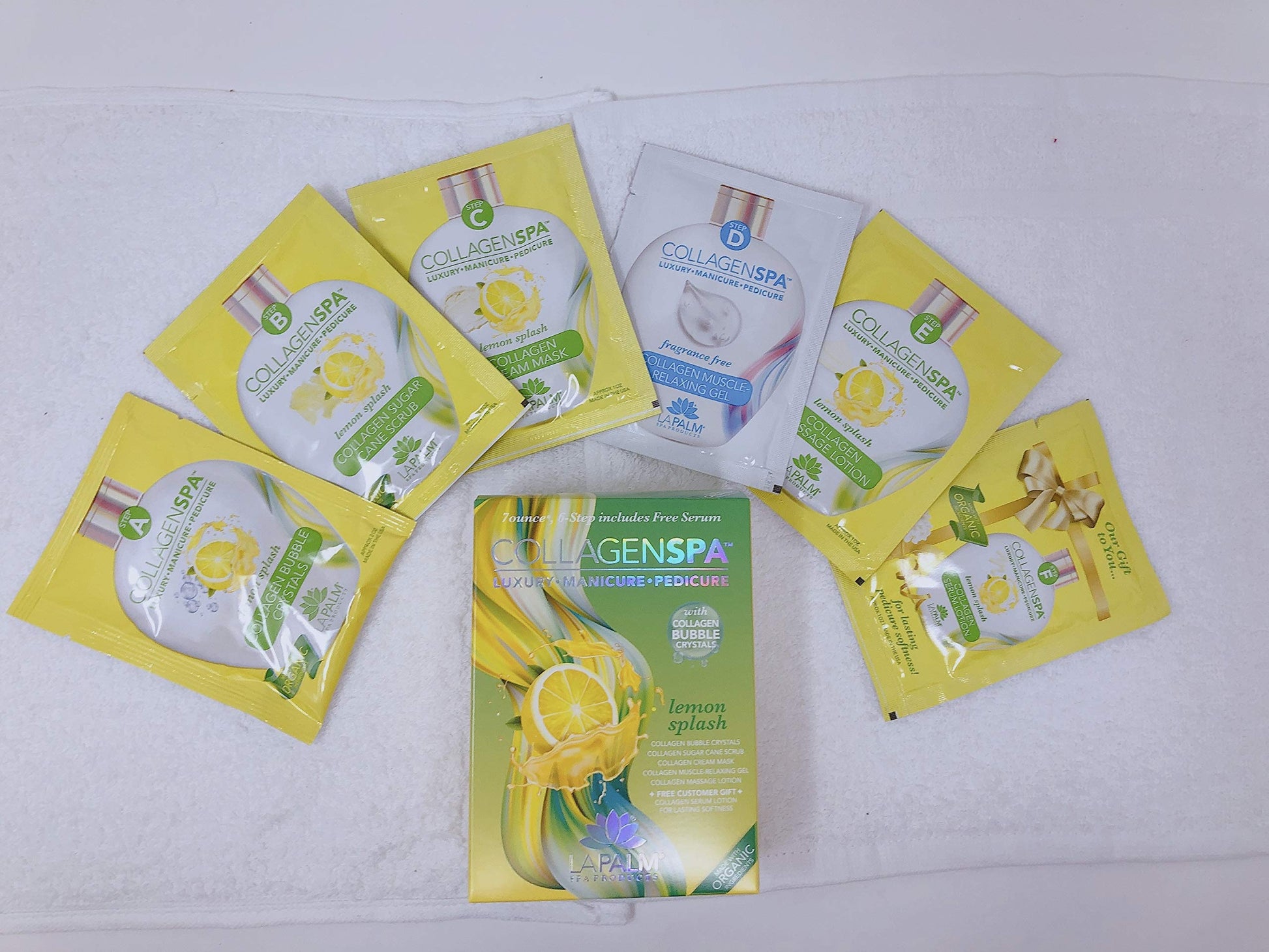 Gray La Palm Collagen Spa Luxury Manicure and Pedicure with Collagen Bubble Crystals - Lemon Splash (4 Packs)