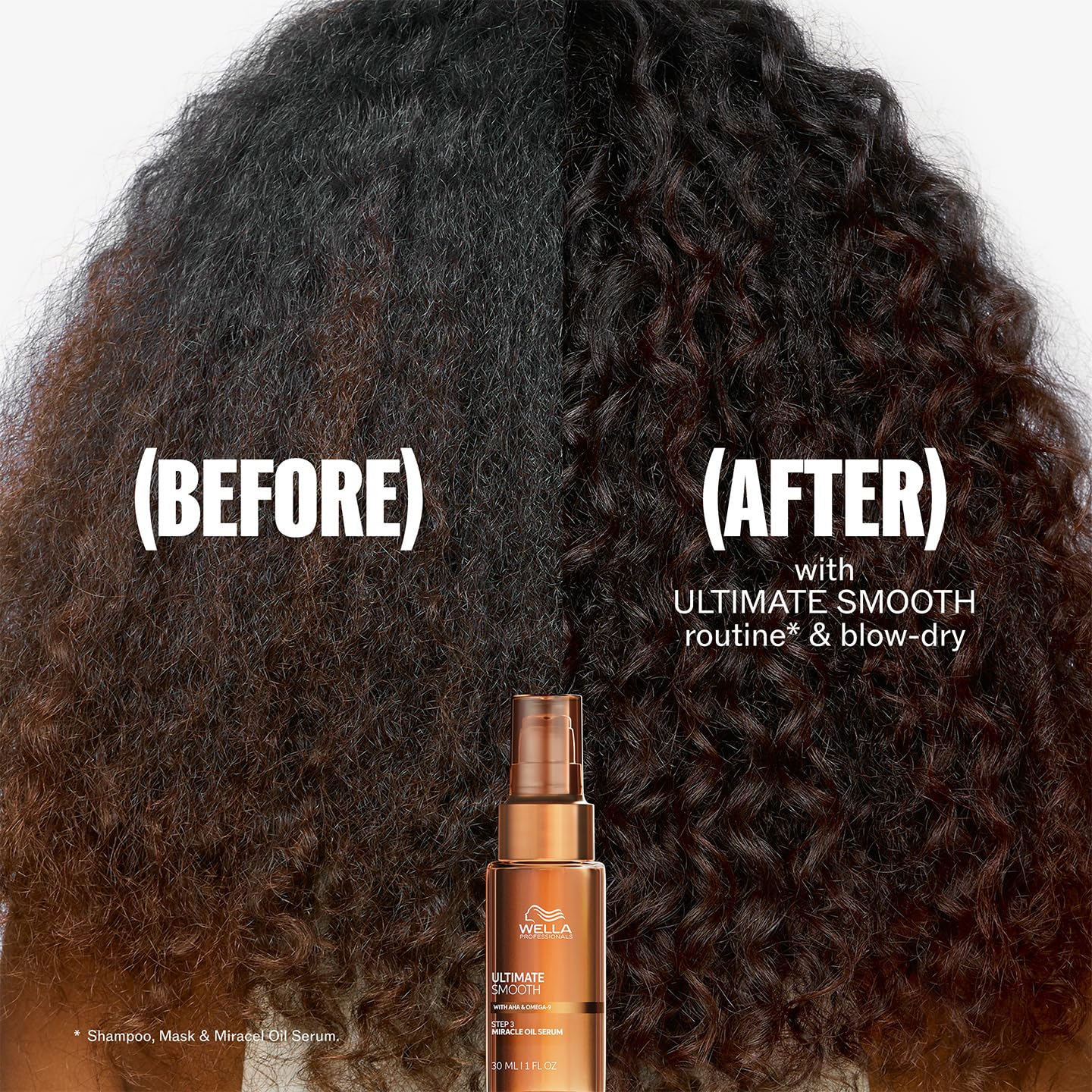Black Wella Professionals ULTIMATE SMOOTH Miracle Oil Serum for Dry, Dull & Frizzy Hair | With Squalane & Omega 9 | 1 Fl Oz