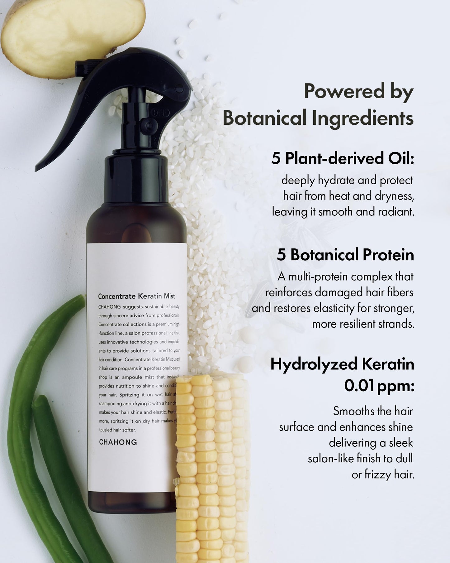 Lavender CHAHONG Keratin Hair Repair Mist for Dry Damaged Hair, Professional Salon Keratin Leave-in Spray, Lightweight, Non-Greasy, Adds Shine & Elasticity, Heat & Humidity Defense, Easy to Wash 150ml / 5 oz