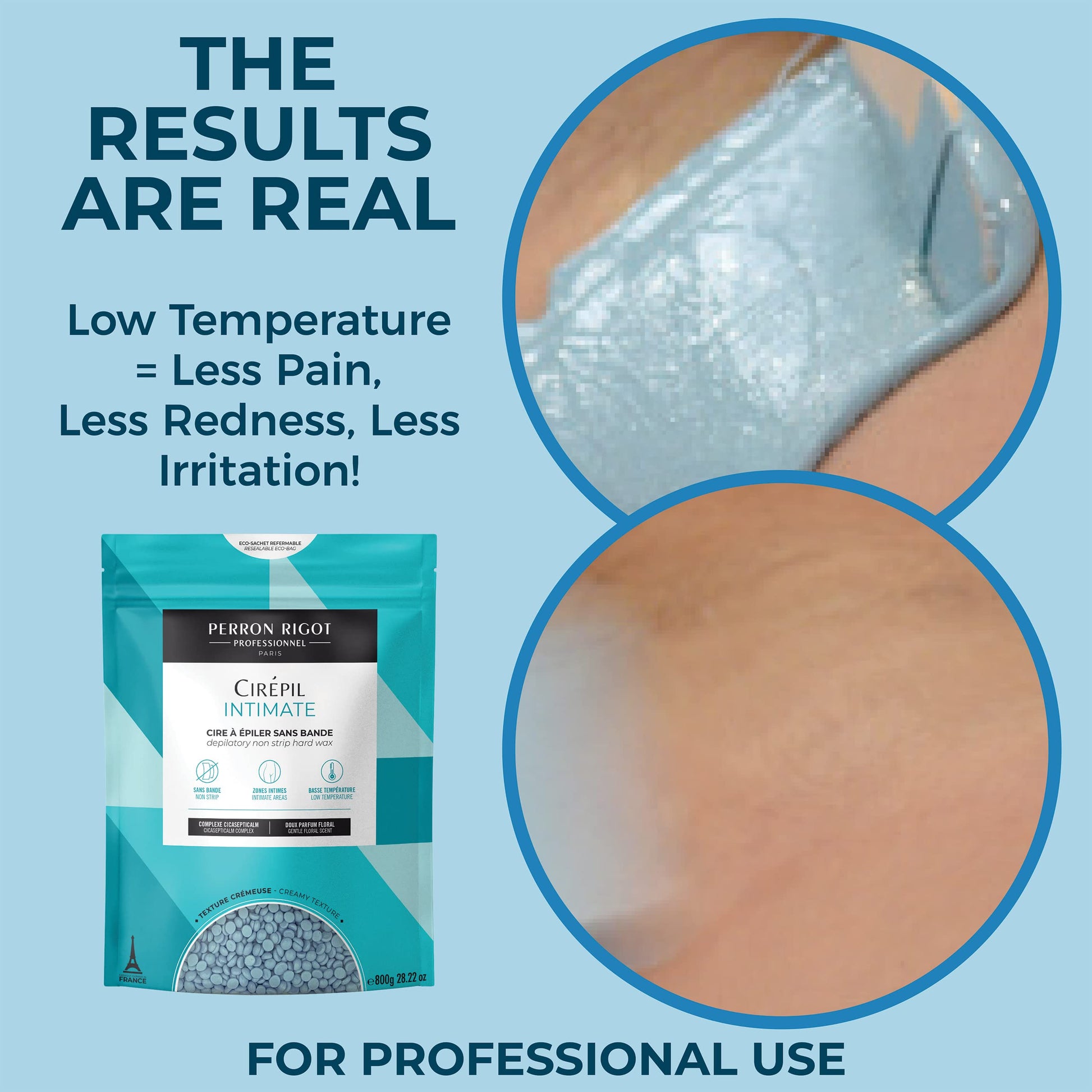 Light Blue Cirepil - Intimate - 800g / 28.22 oz Hard Wax Beads Bag - With Cicasepticalm & Coconut Oil - Specialized for Brazilian & Bikini Waxing - Creamy Anti-Bump Hair Removal for Sensitive Areas - Refill Bag