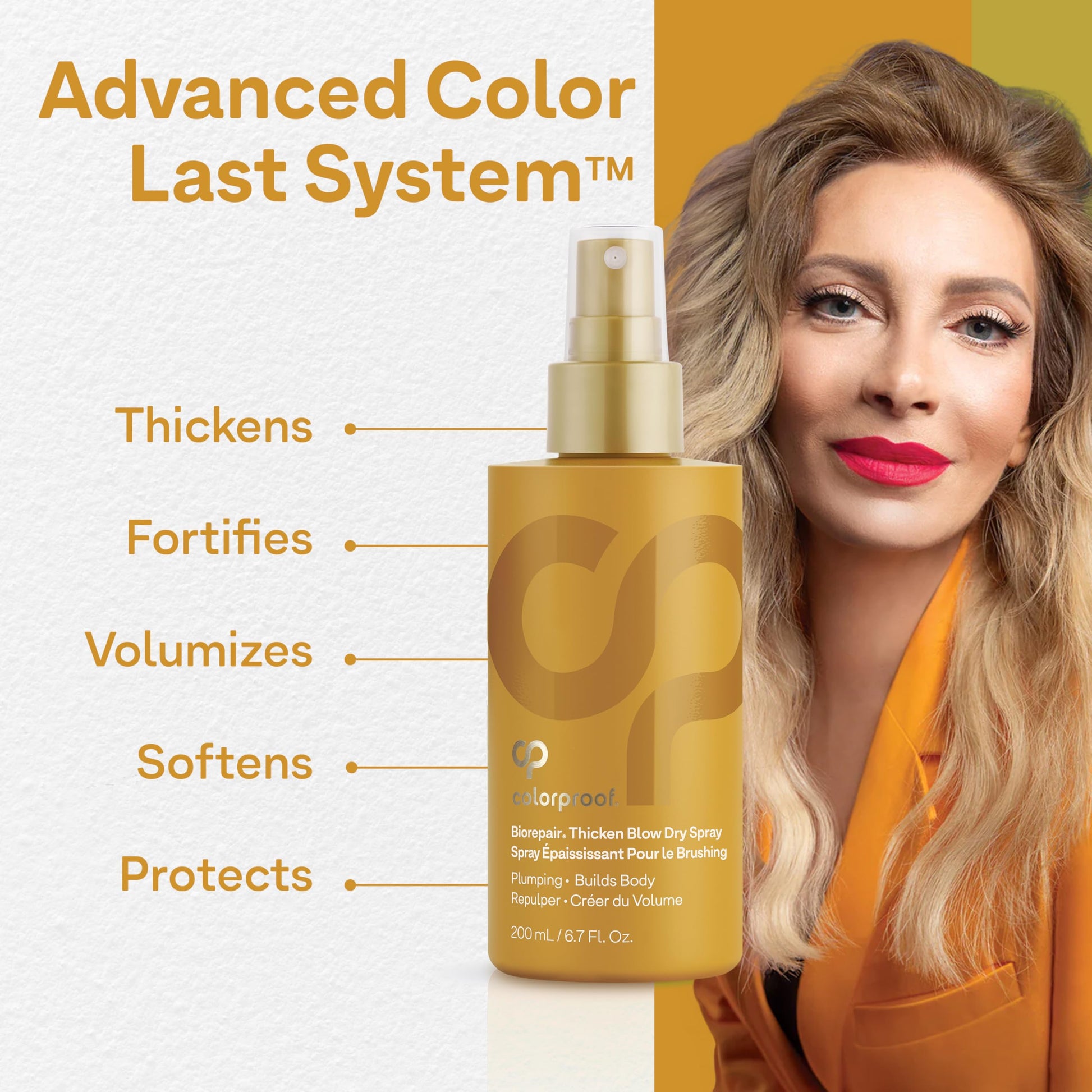 Seashell Colorproof Biorepair Thicken Blow Dry Spray 6.7 Fl. Oz. Volumizing Hair Prep Spray for Fine, Thinning Hair w/Fresh Lime, Eucalyptus, Mint Leaf & Rosemary Scent, Color & Heat Protection