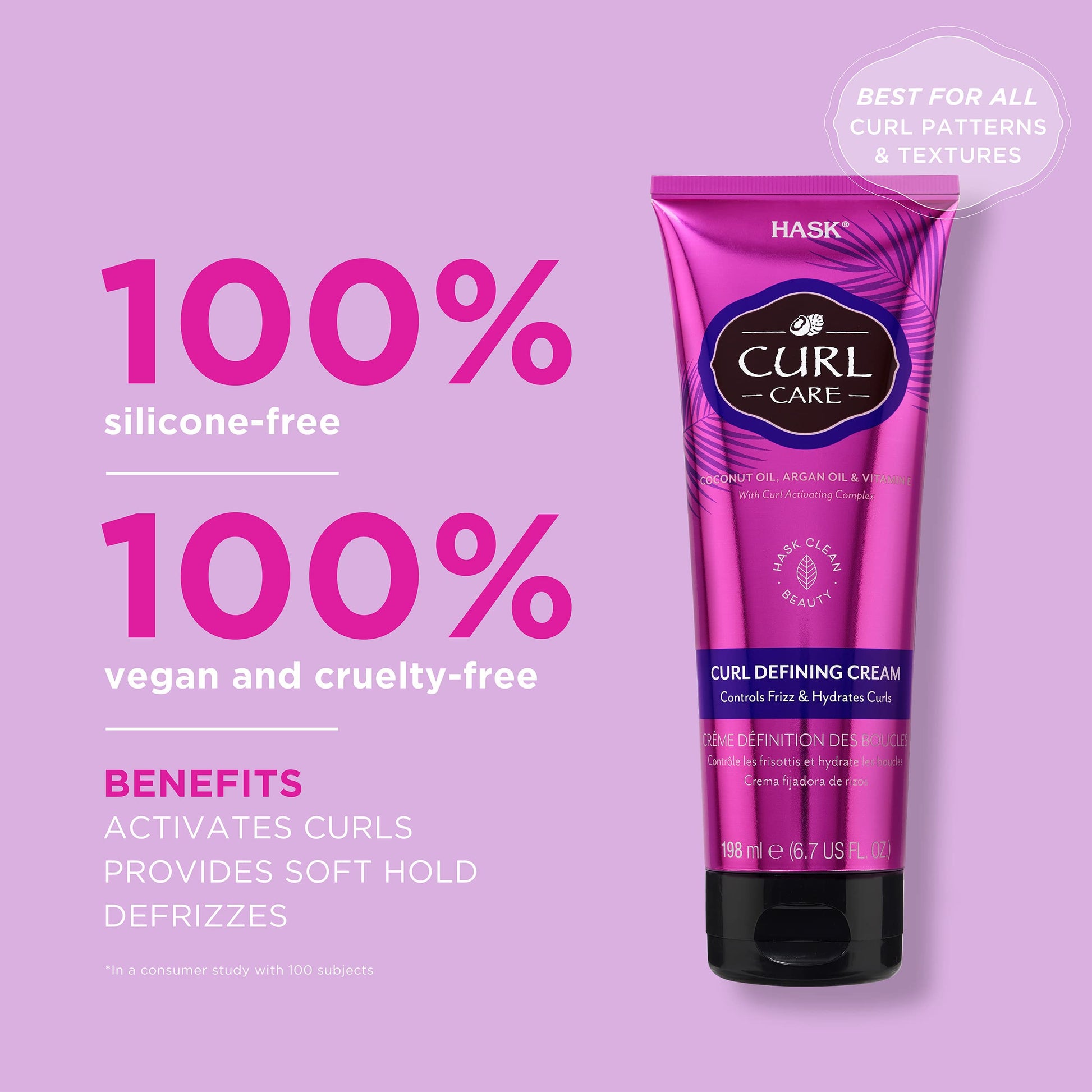 Plum HASK CURL CARE Curl Defining Cream - vegan formula, cruelty free, color safe, gluten-free, sulfate-free, paraben-free