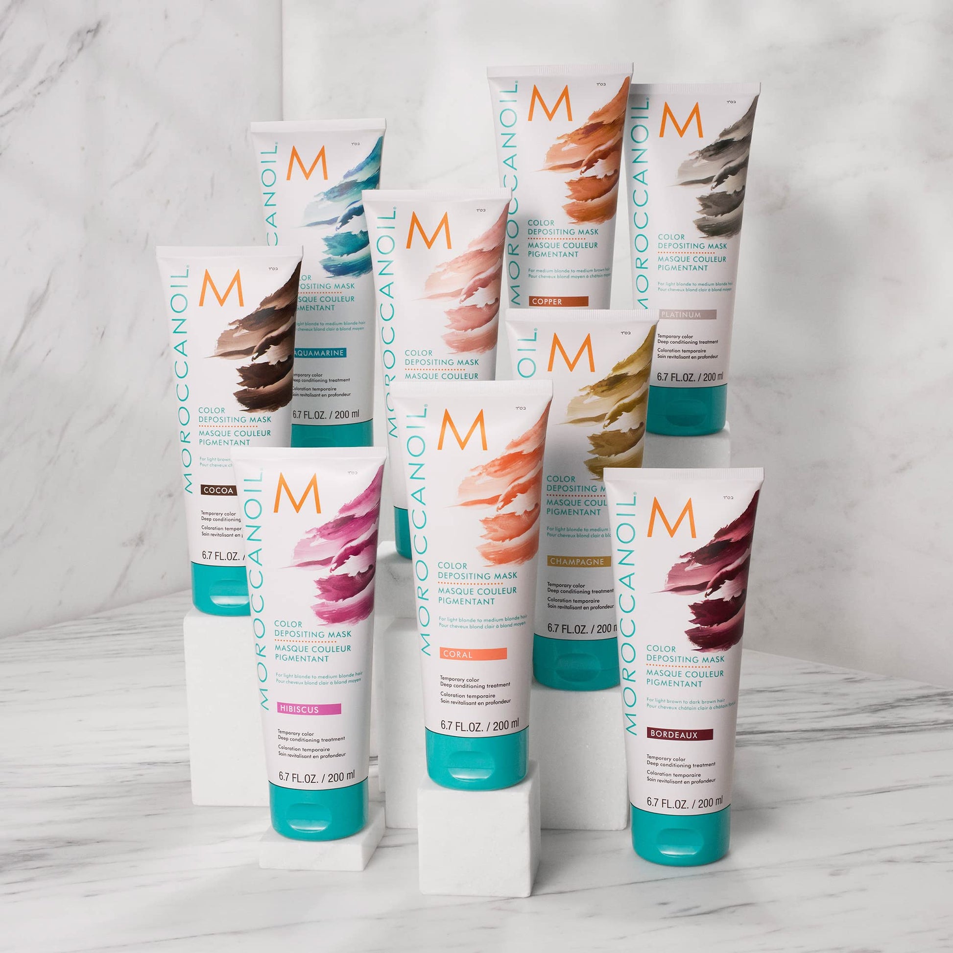 Light Gray Moroccanoil Color Depositing Hair Mask, Bordeaux, 6.7 oz