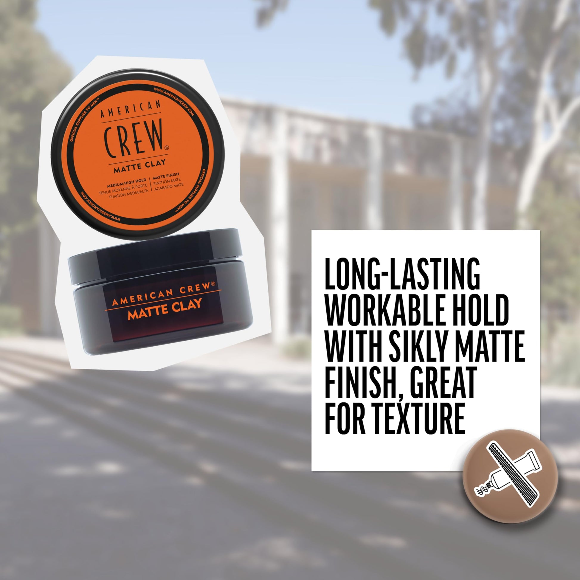 Light Slate Gray American Crew Men's Hair Matte Clay, Like Hair Gel with Medium/High Hold, 3 oz