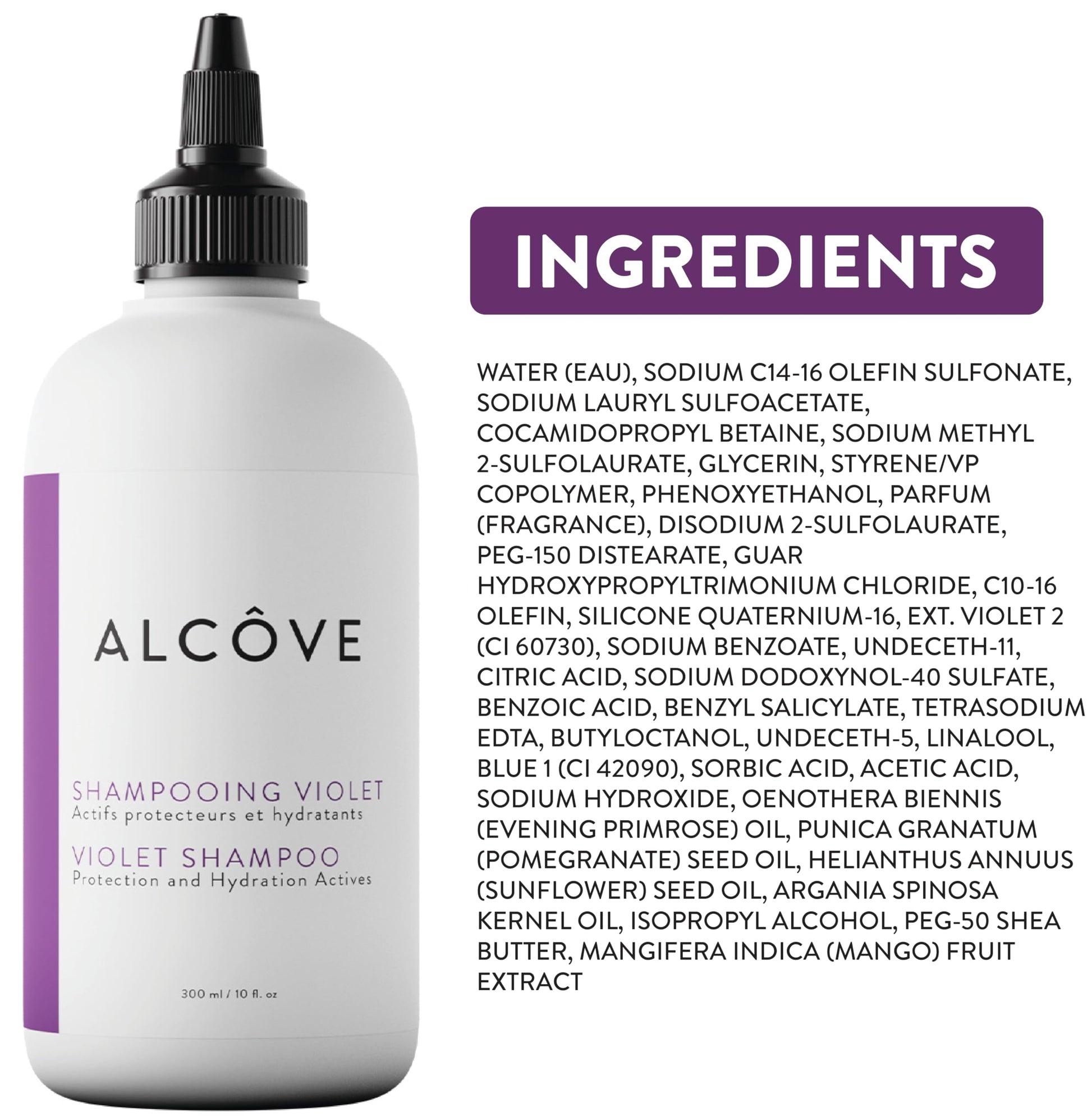 White Smoke Alcôve - Violet Shampoo - Evening Primrose Oil, Mango Extract, and Argan Oil - Sulfate-Free - Blonde Hair - Colored Hair - Neutralize Yellow Tones - Refresh Highlights - Color-Safe -10oz