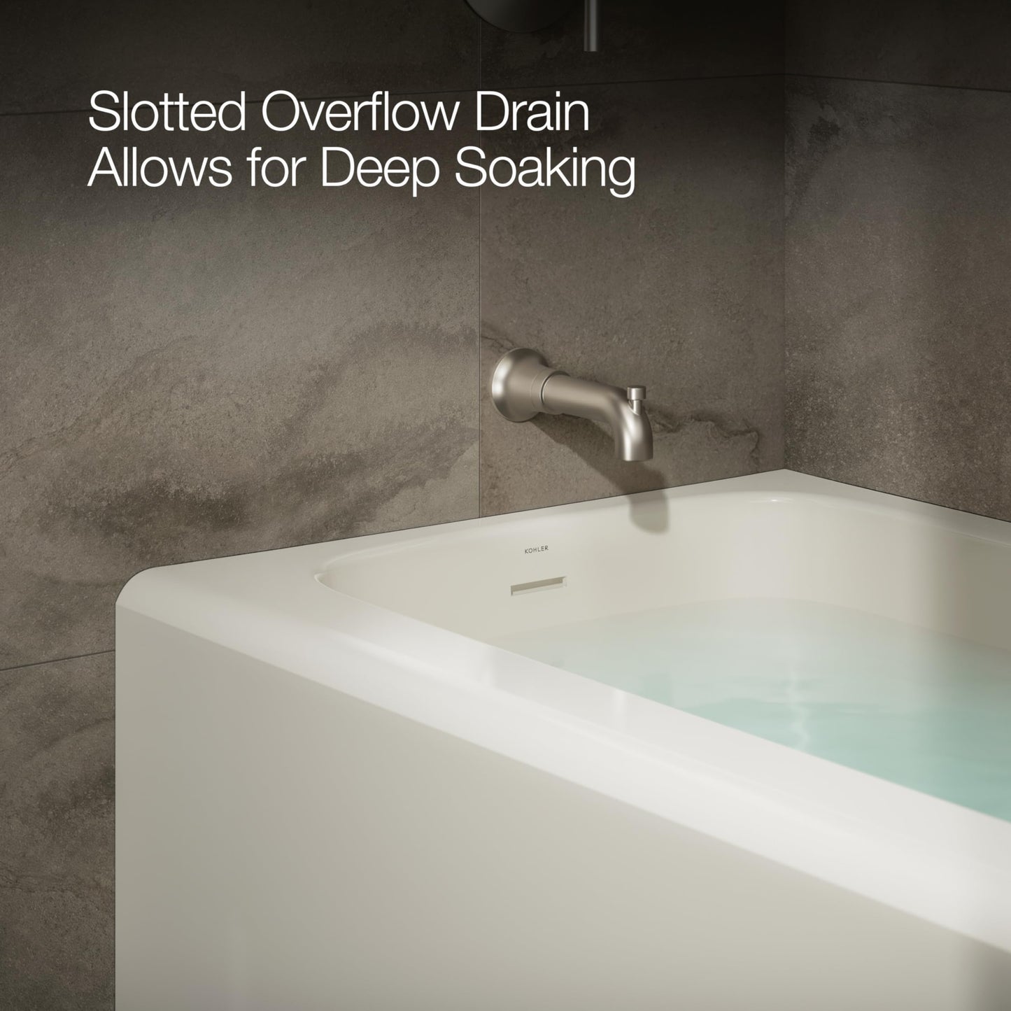 Dark Olive Green Kohler 25830-LA-96 Avec® 60" x 30" alcove bath, left drain, Biscuit