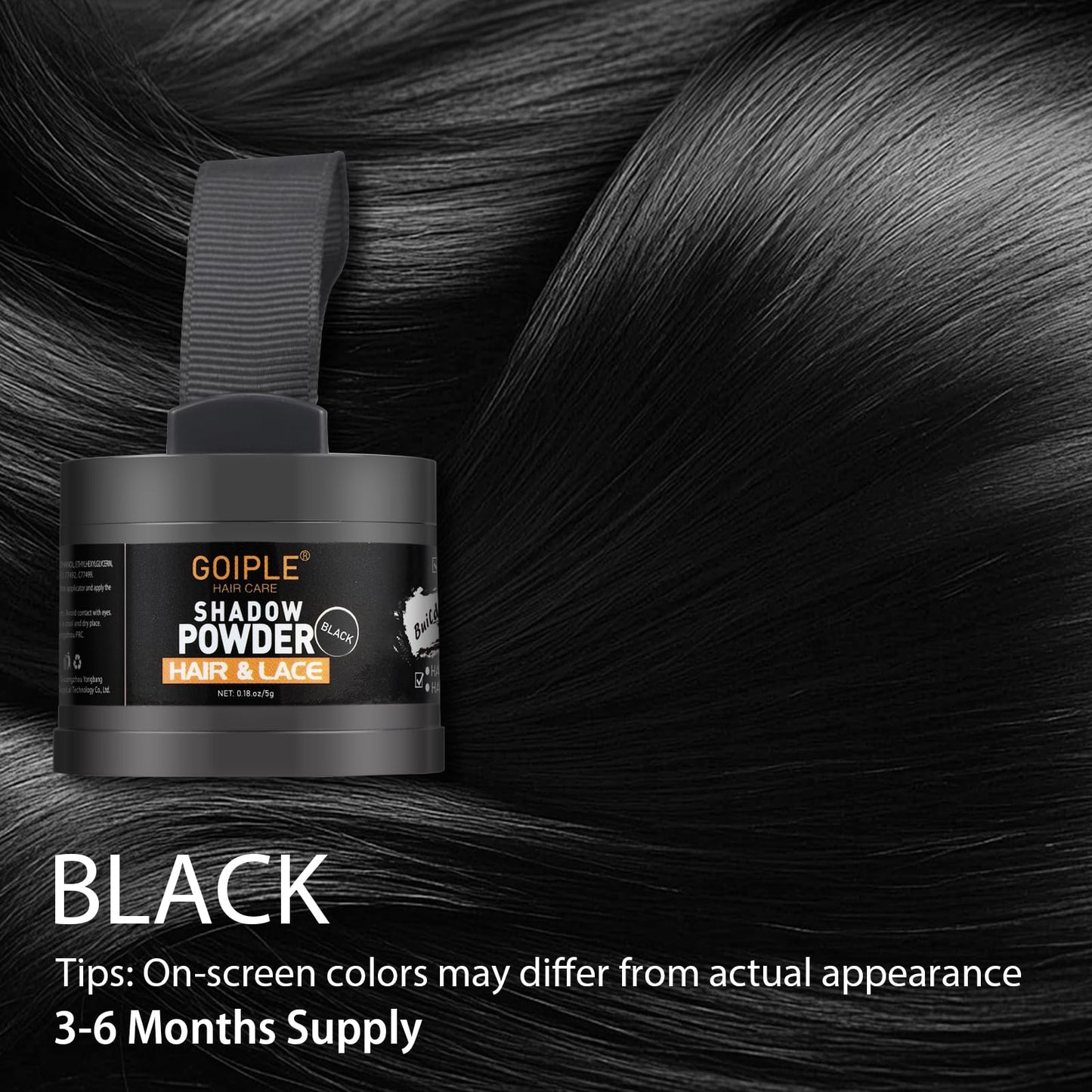 Black 5PCS Root Cover Up Powder, Root Touch Up Hair Color for Gray Coverage, Hairline Powder Instantly Conceals Hair Loss Thinning Hair Bald Spot for Women & Men (Black)