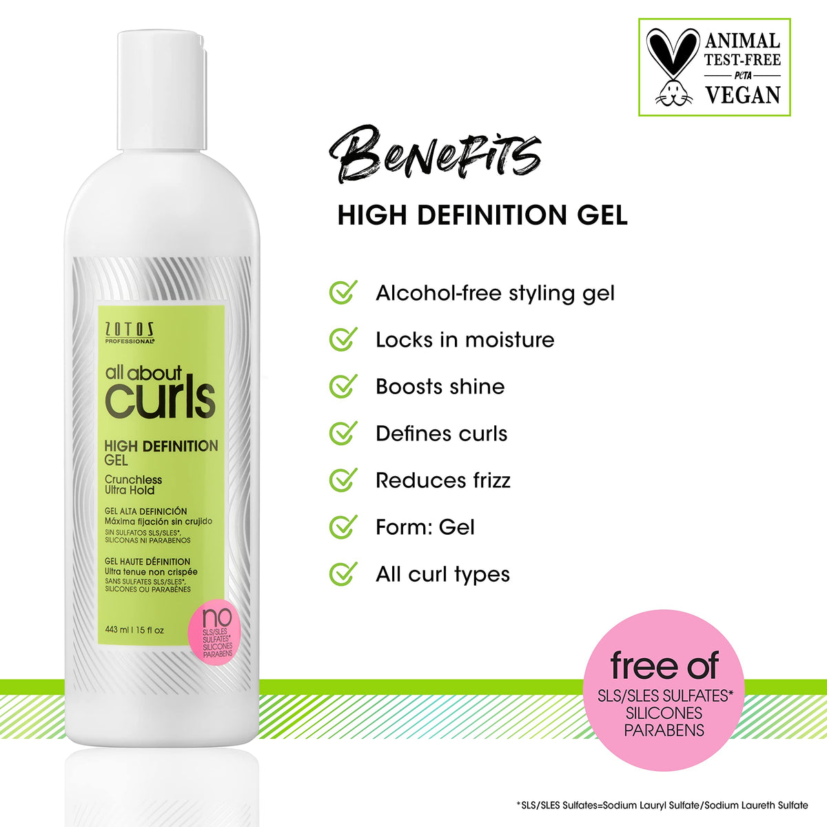 White Smoke ALL ABOUT CURLS High Definition Gel | Crunchless Ultra Hold | Define, Moisturize, De-Frizz | All Curly Hair Types | Vegan & Cruelty Free | Sulfate Free | 15 Fl Oz