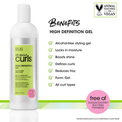 White Smoke ALL ABOUT CURLS High Definition Gel | Crunchless Ultra Hold | Define, Moisturize, De-Frizz | All Curly Hair Types | Vegan & Cruelty Free | Sulfate Free | 15 Fl Oz