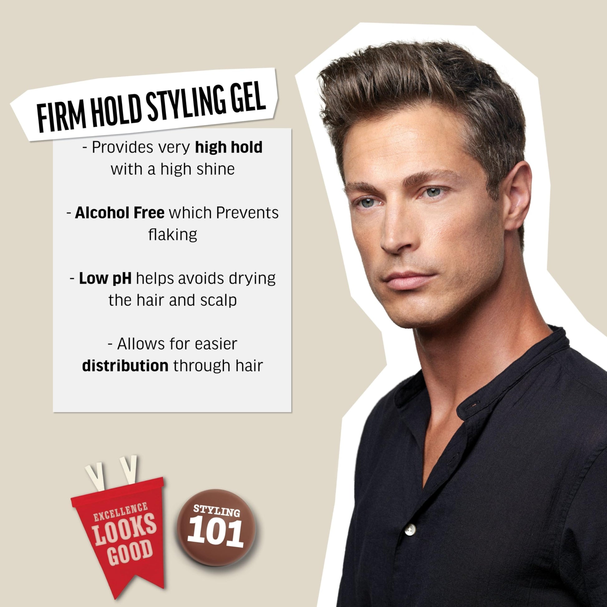 Light Gray American Crew Men's Hair Styling Gel, Firm Hold, Non-Flaking, 33.8 Fl Oz, 33.8 fl oz