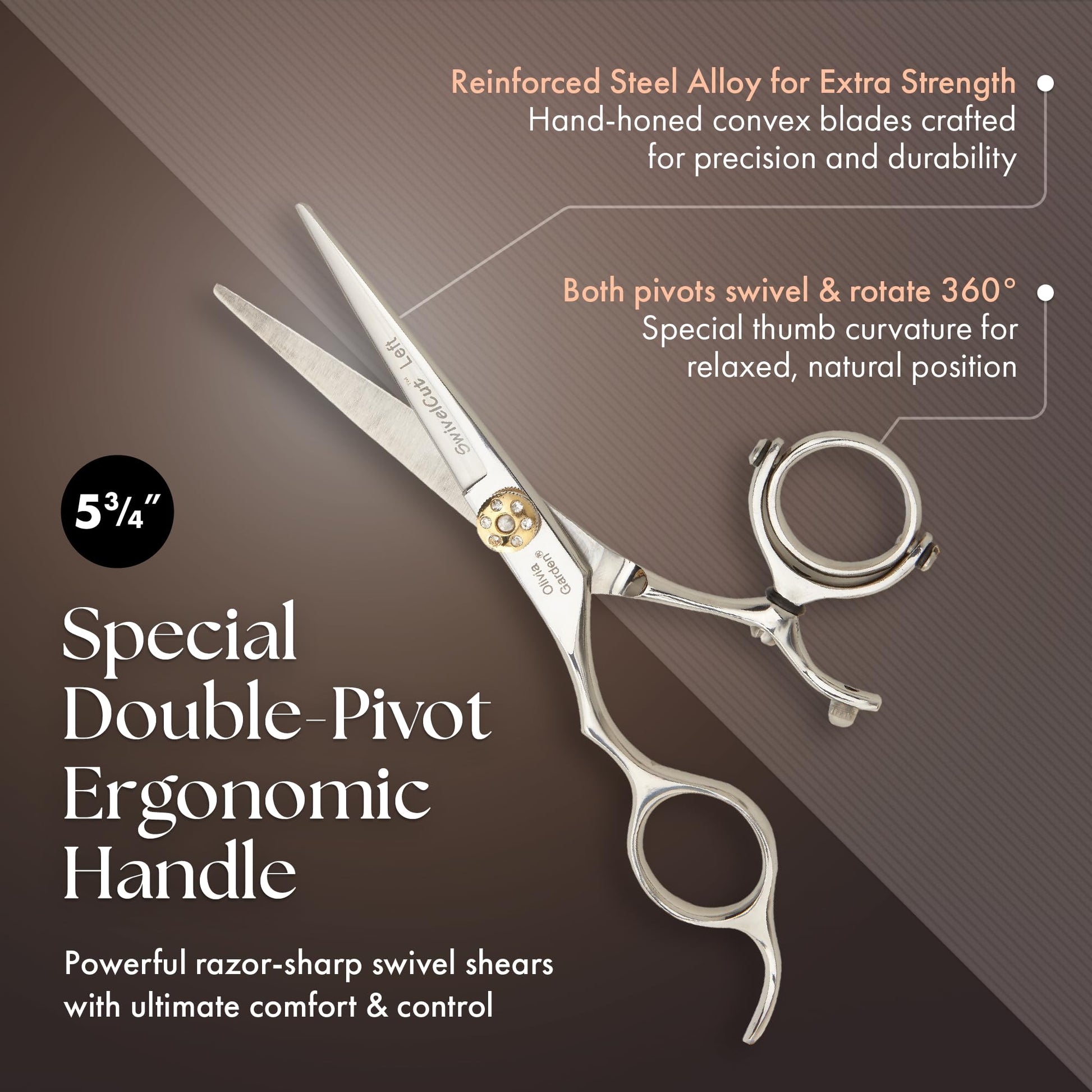 Dark Slate Gray Olivia Garden SwivelCut Professional Hairdressing Shears Intro Case Deal - Left Handed (5.75")