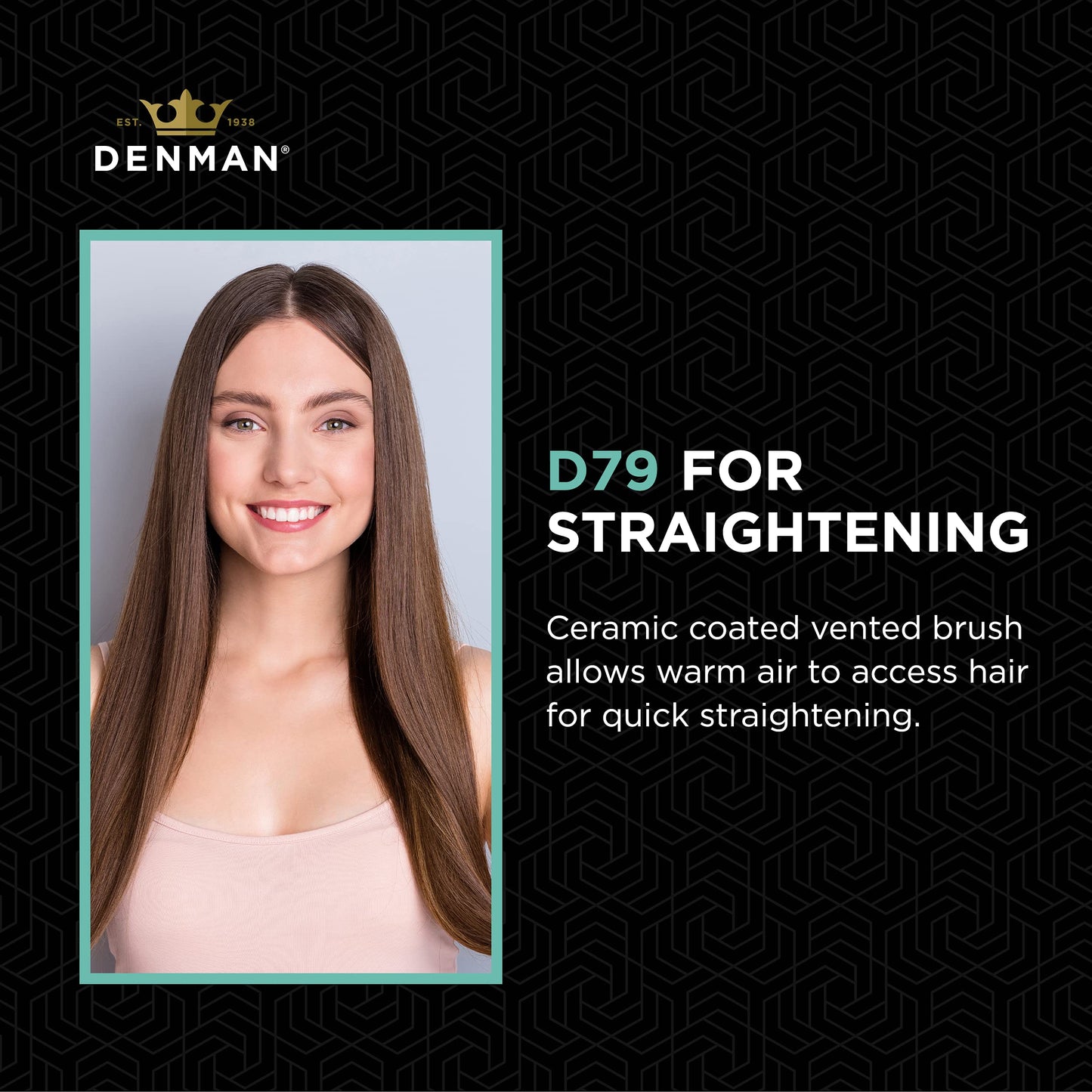 Black Denman D79 Thermoceramic Hair Straightening Brush - with Boar Bristles - For Wide, Wavy, Curly, Coily Hair – Black