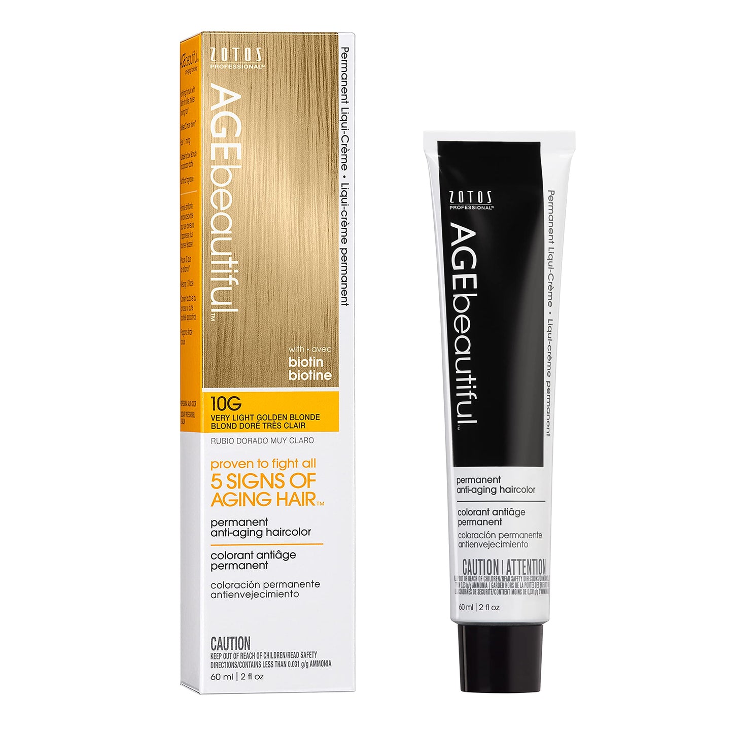 White Smoke AGE beautiful Permanent Hair Color Dye Liqui Creme | 100% Gray Coverage | Anti-Aging Haircolor | Biotin for Thicker, Fuller Hair | Professional Salon Coloring | 10G Very Light Golden Blonde