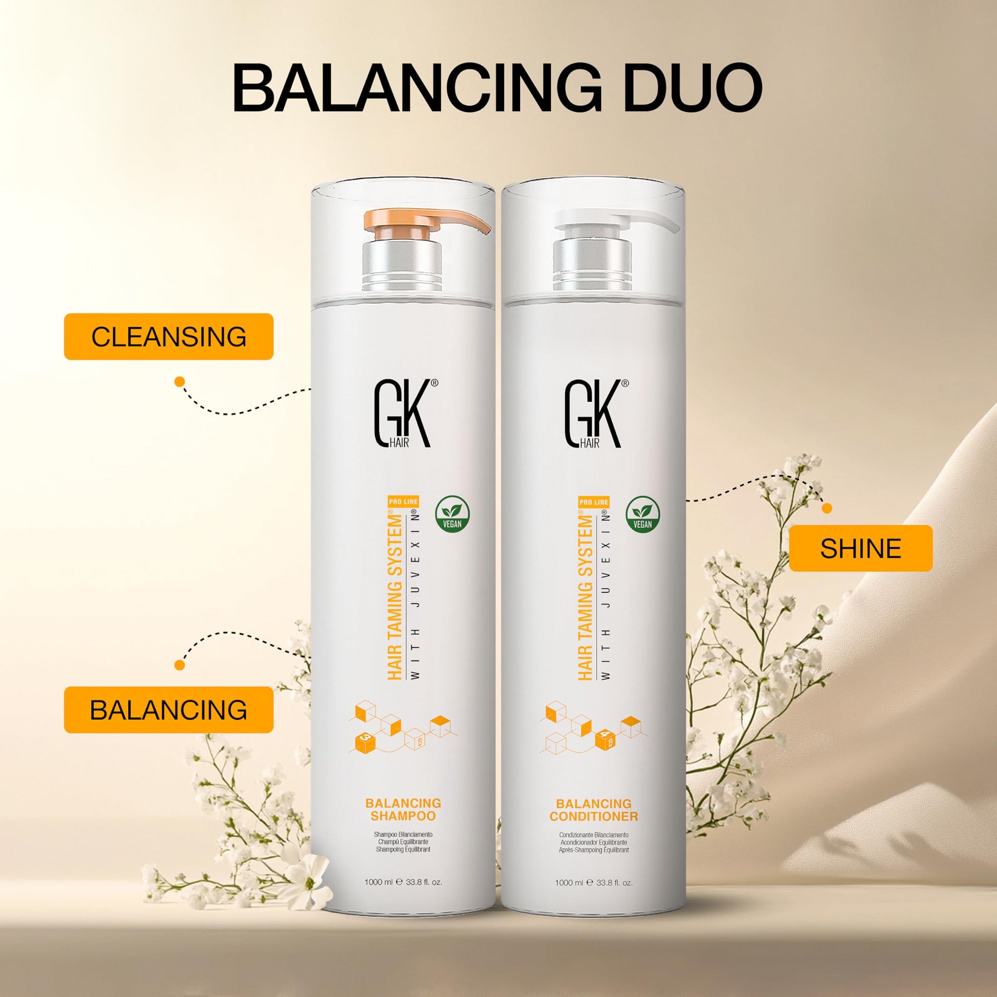Seashell GK HAIR – Balancing Shampoo and Conditioner Set for Oily Hair, Clarifying & Refreshing Formula with Gentle Fragrance, Sulfate-Free, 72-Hour Freshness, 33.8 Fl Oz – Ideal for daily use