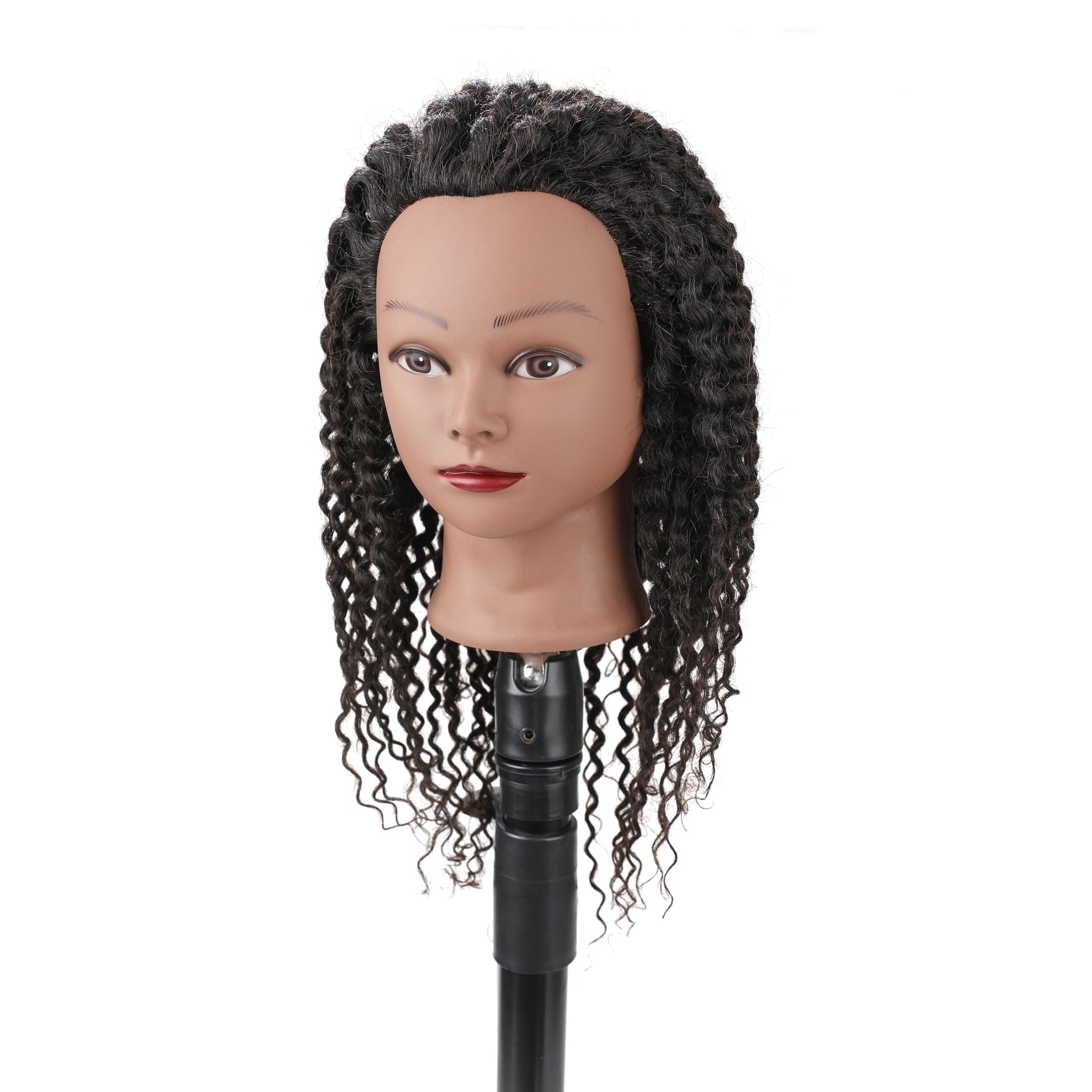 White Smoke Stancia Black Mannequin Head 100% Human Hair, African American Hair Texture Styling Head, Hair Mannequin for Practice Cornrowing Braiding and Twisting (with Table Clamp)