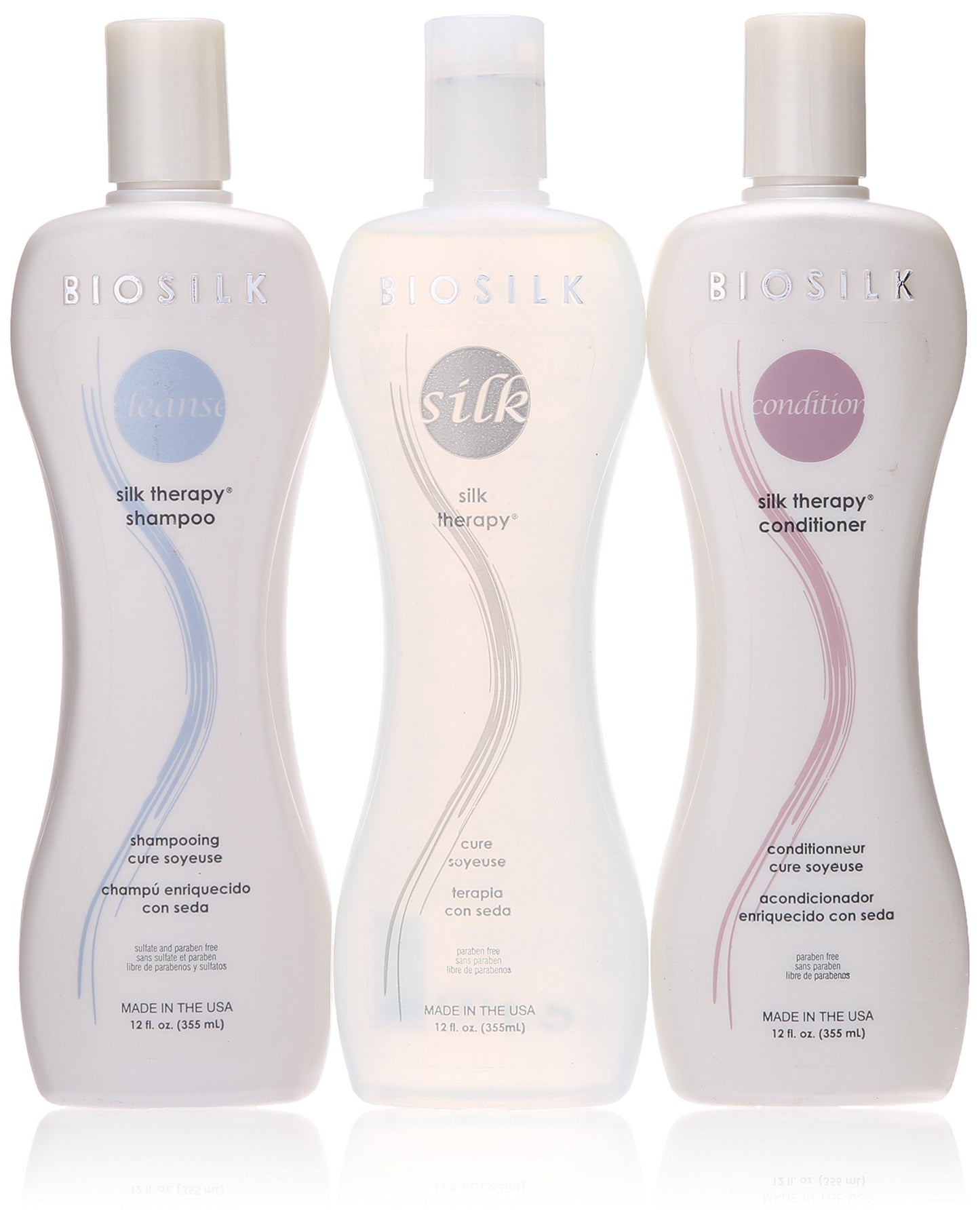 White Smoke Silk Therapy Trio Set by Biosilk for Unisex - 3 Pc 12oz Biosilk Therapy Shampoo, 12oz Biosilk Therapy Conditioner, 12oz Biosilk Therapy Serum