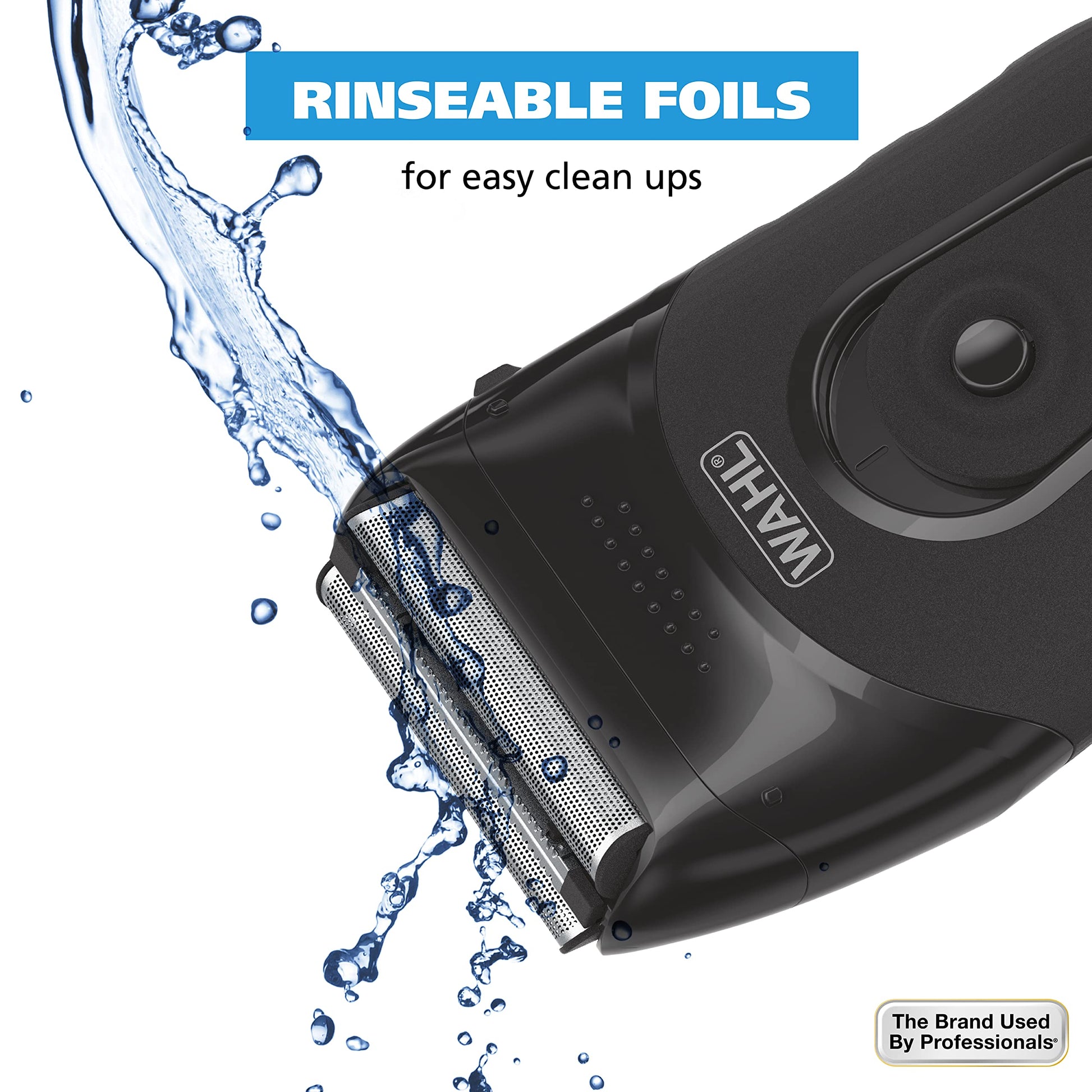 White Smoke Wahl Compact Rechargeable Lithium Ion Shaver Kit with Hygienic Rinseable Foils & Cutter Bar with Dual Flexible Foils That Move with The Contours of Your Face - 7065