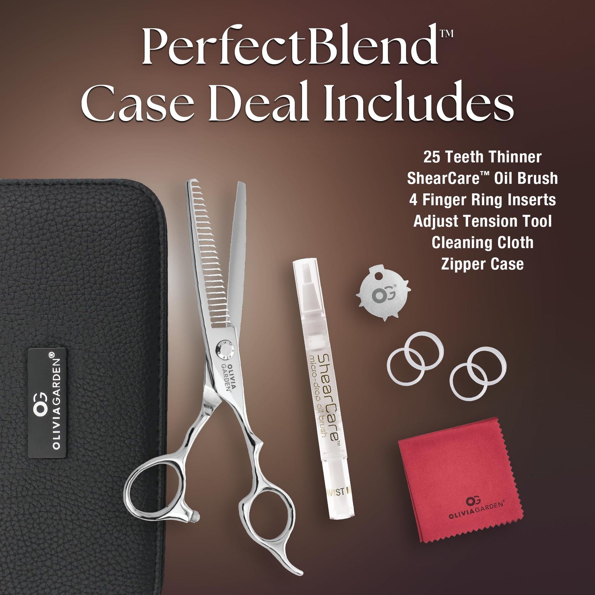 Dark Slate Gray Olivia Garden PerfectBlend intro case 6" thinner contains: PB-T25, oil pen, cleaning cloth & zipper case