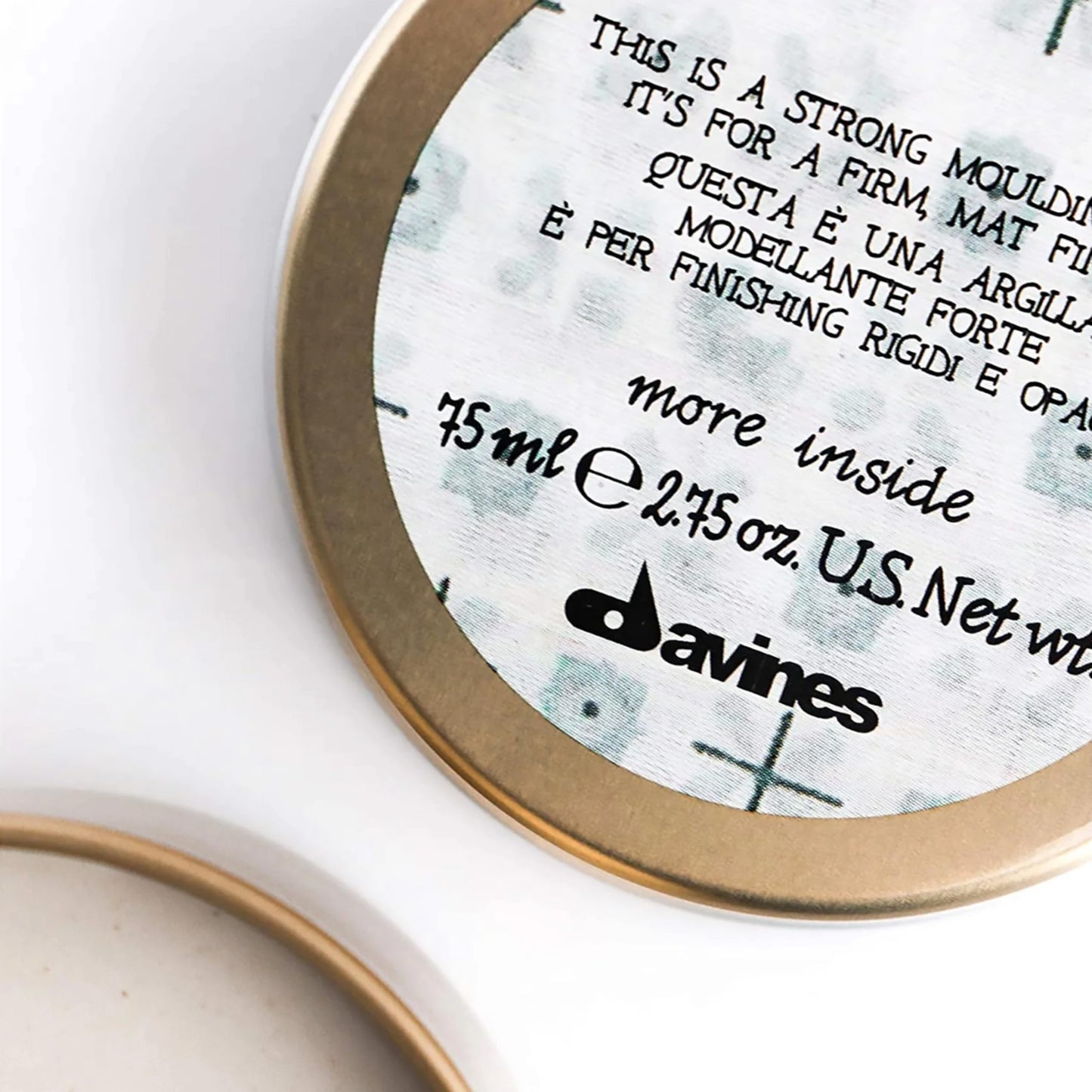 White Smoke Davines This Is A Strong Moulding Clay, Strong Hold Matte Definition - Resistant Clay for Messy Styles - Adds Texture & Separation without Shine, 2.54 Fl Oz