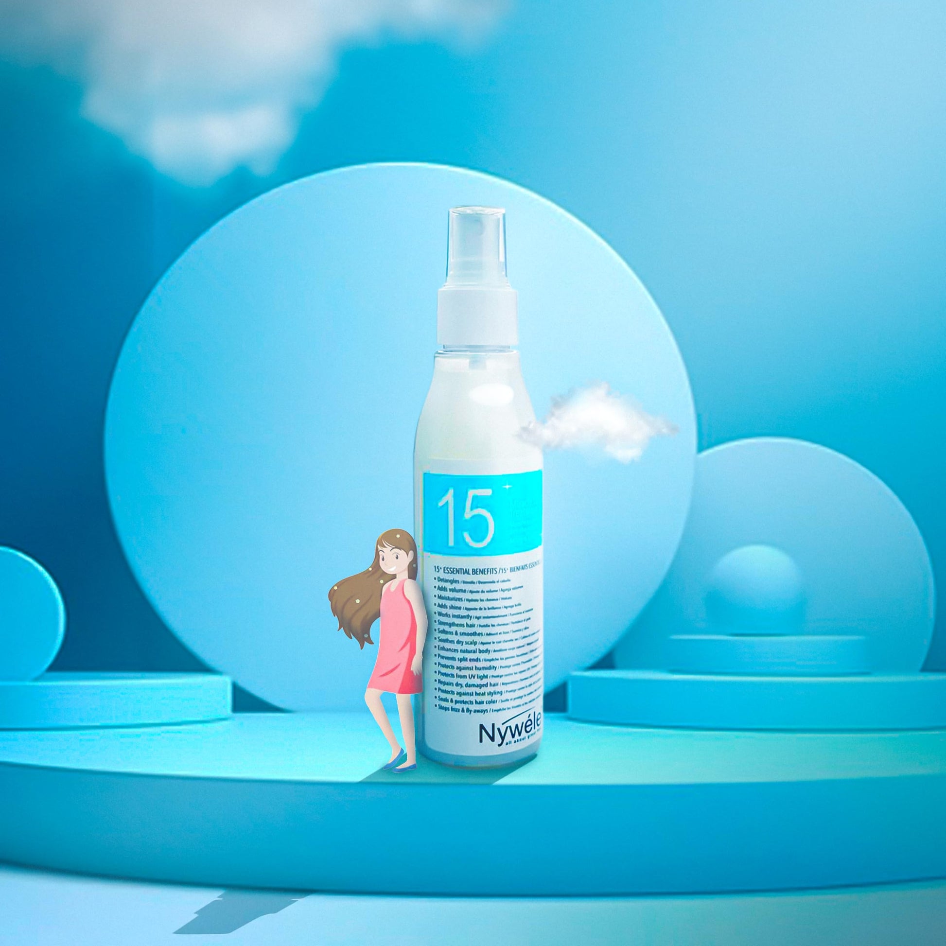Sky Blue Nywele 15+ Miracle Leave in Hair Treatment 5 oz