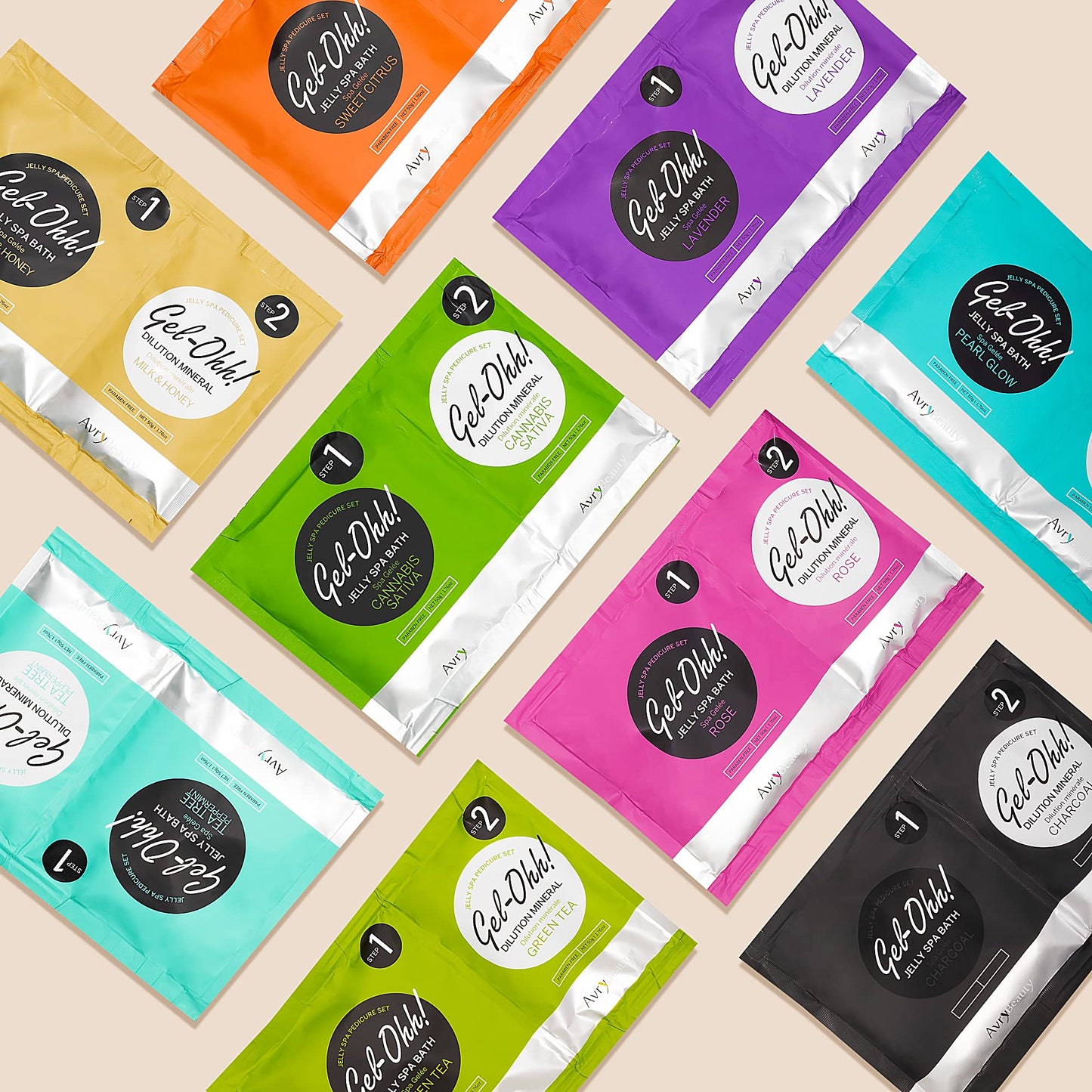 Light Gray AvryBeauty Gel-Ohh Jelly Spa Bath 3 pack, Citrus Fresh, Citrus Scented, Vitamin C , Jelly Pedicure, Salon Services, Pedicure, Salon Pedi, Relaxation, Heat & Aroma Therapy, Foot Care